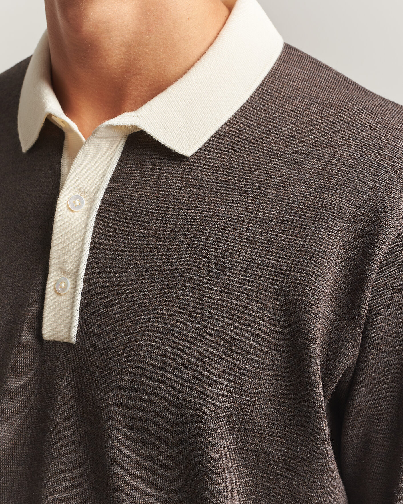 Heren | Truien | Drake's | Solid Knitted Rugby Brown