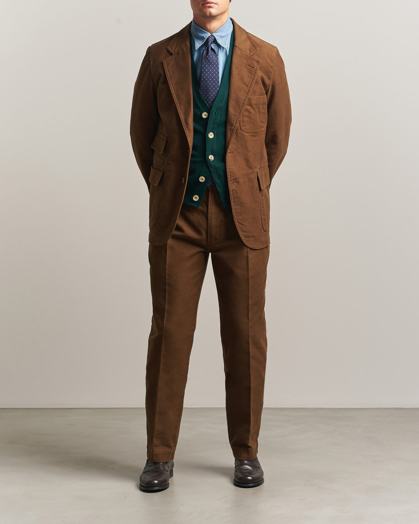 Heren | Blazers | Drake's | MKIV Japanese Moleskin Games Blazer Brown