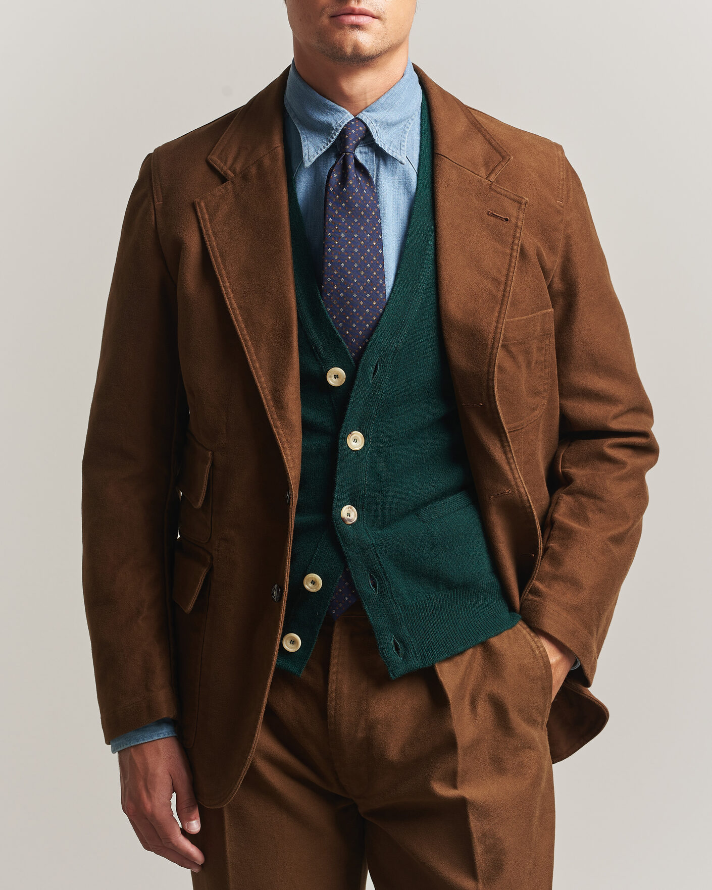 Heren | Blazers | Drake's | MKIV Japanese Moleskin Games Blazer Brown