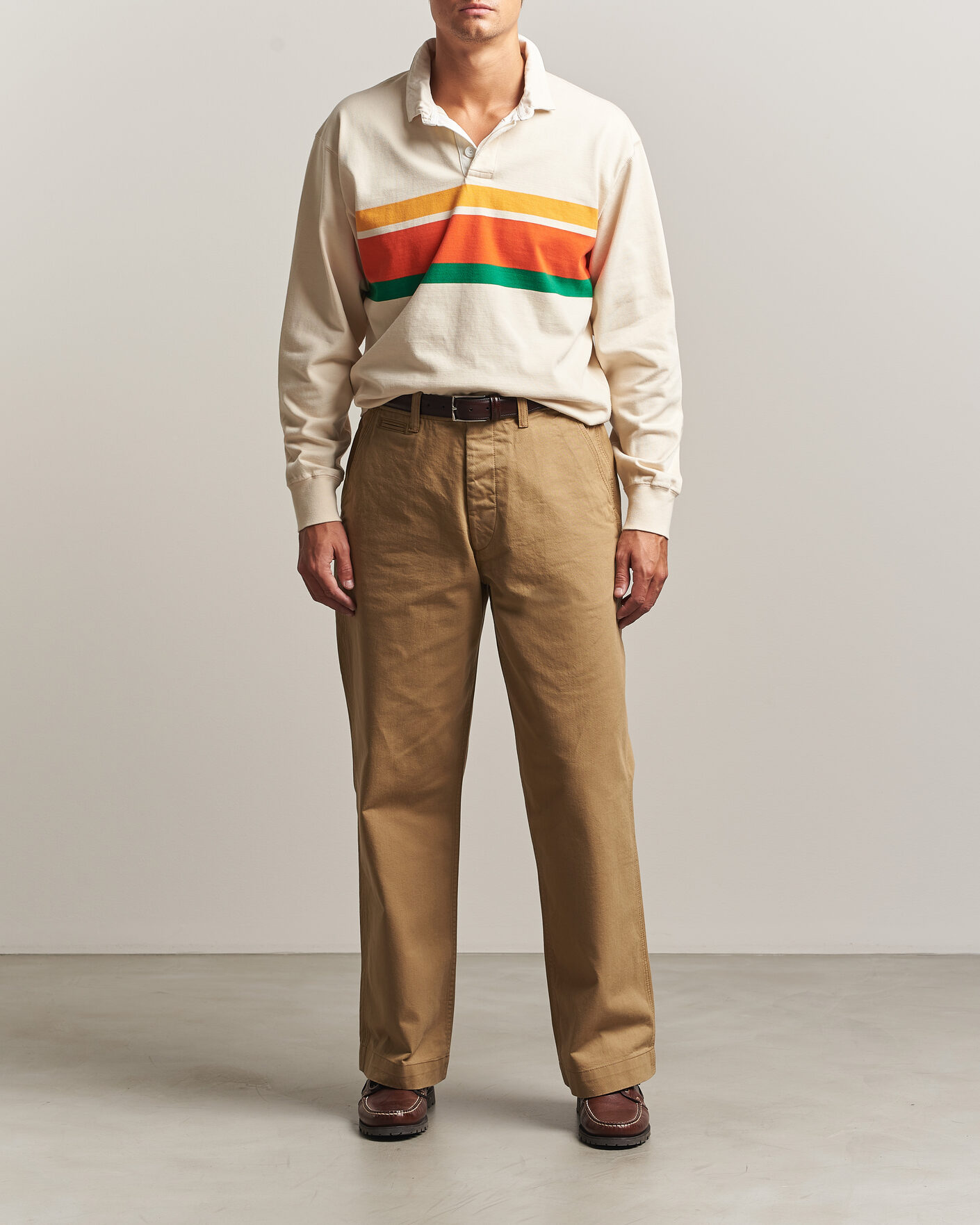 Heren | Broeken | Drake's | Twill Officer Chino Beige