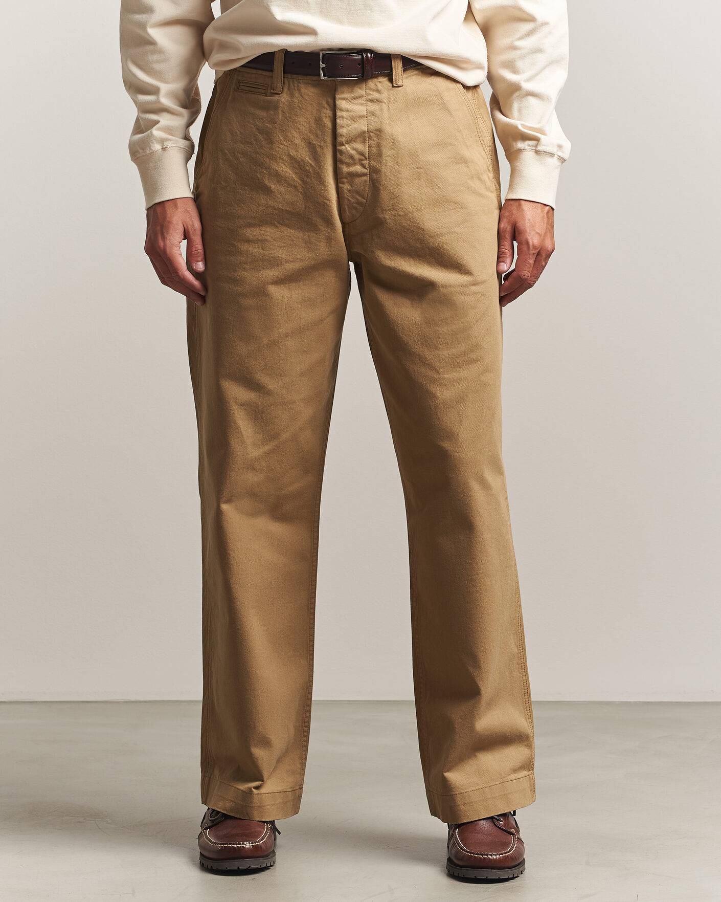 Heren | Broeken | Drake's | Twill Officer Chino Beige