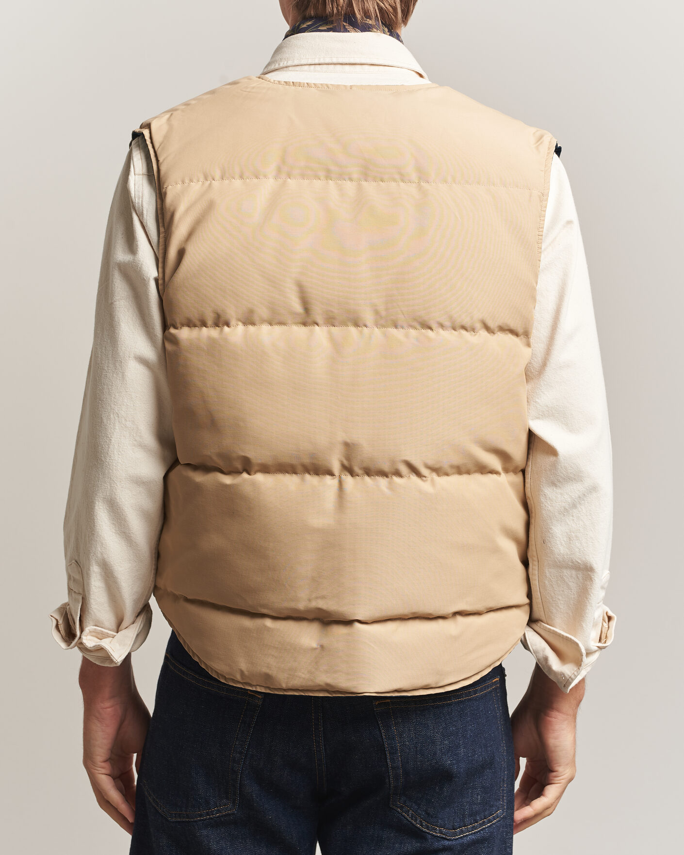 Heren | Gilets | Drake's | Reversible Down Vest Petrol/Ecru