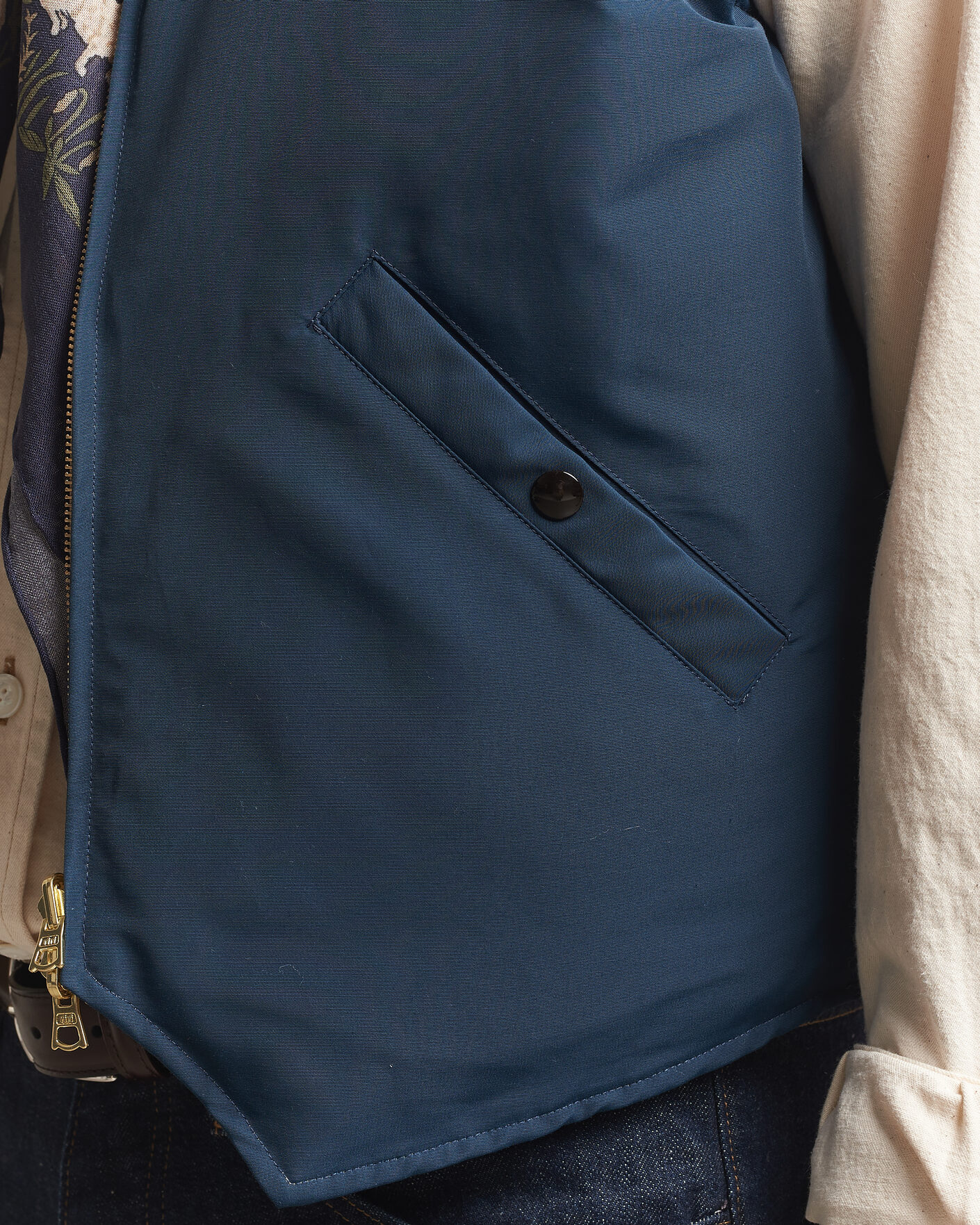 Heren | Gilets | Drake's | Reversible Down Vest Petrol/Ecru