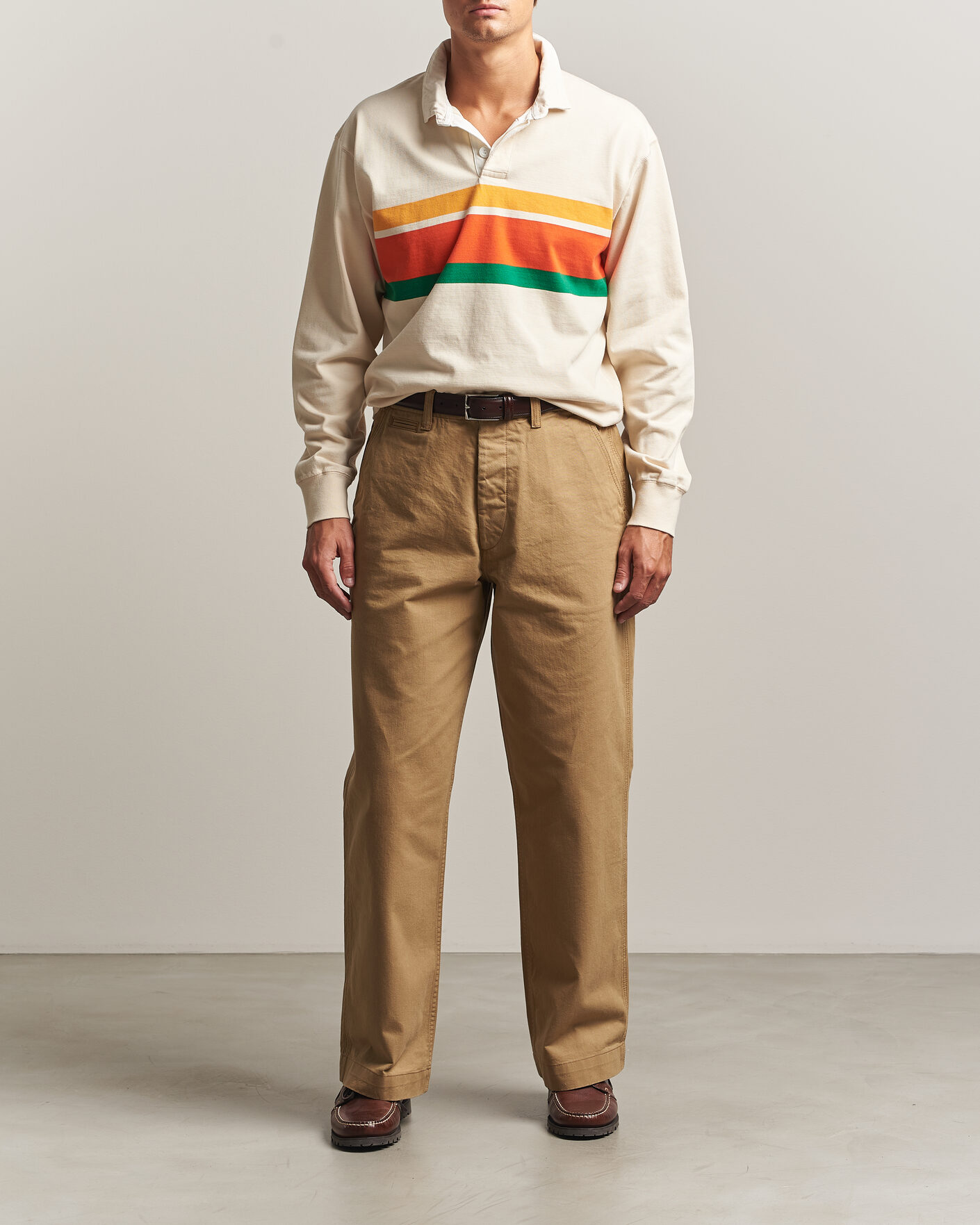 Heren | Truien | Drake's | Middle Stripe Rugby Ecru