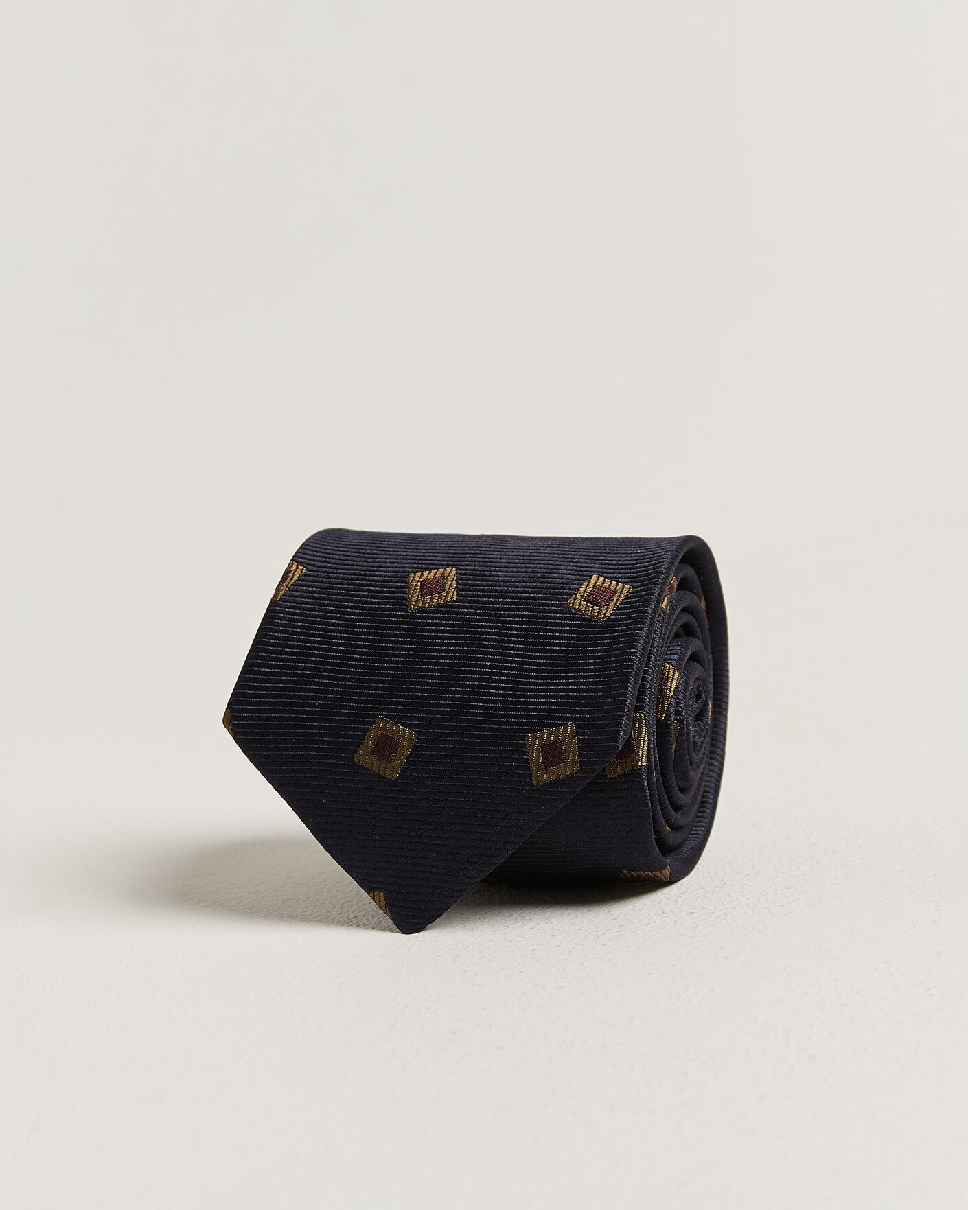 Heren | Stropdassen | Drake's | Diamond Motif Silk Tie Navy/Gold/Red