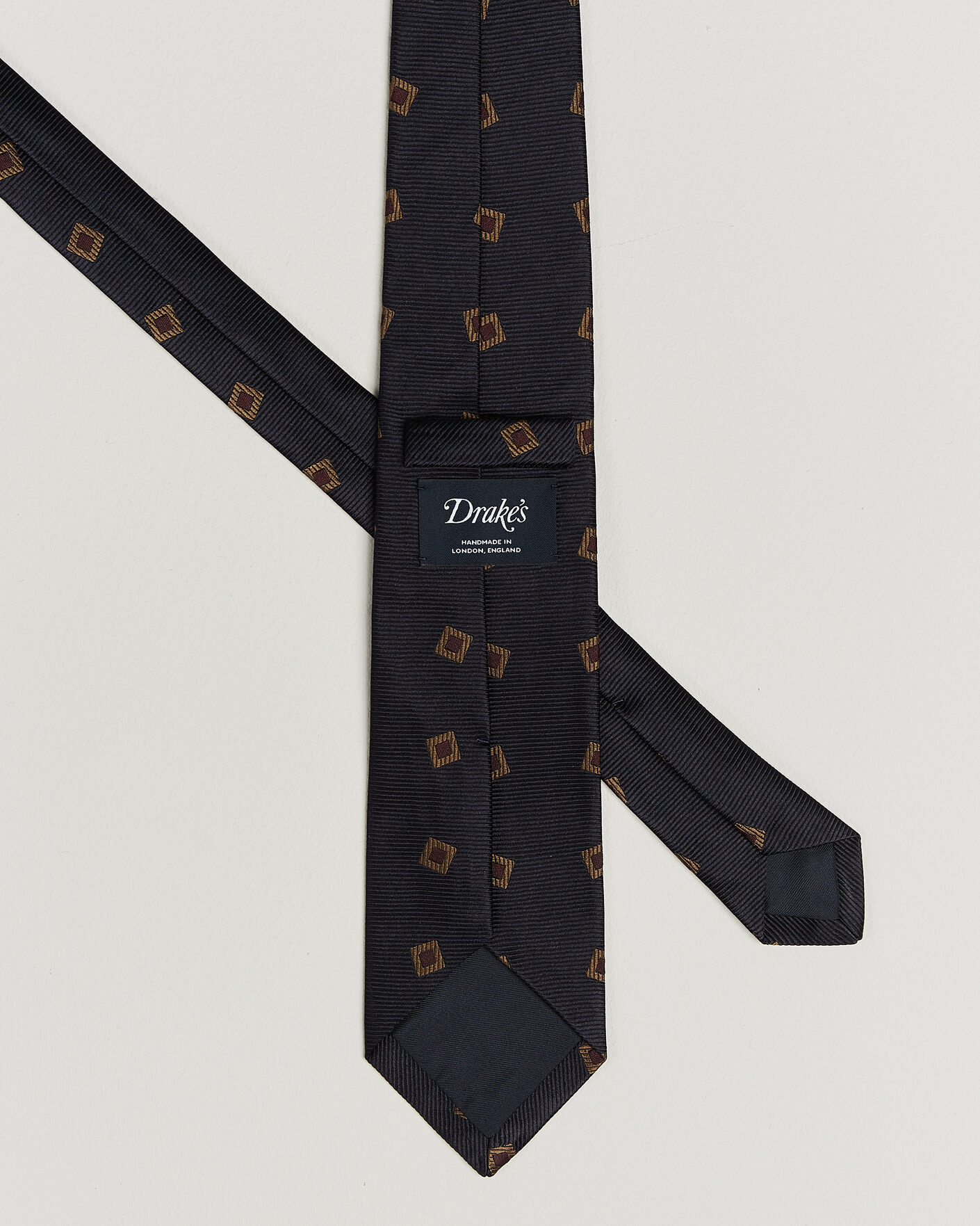 Heren | Stropdassen | Drake's | Diamond Motif Silk Tie Navy/Gold/Red