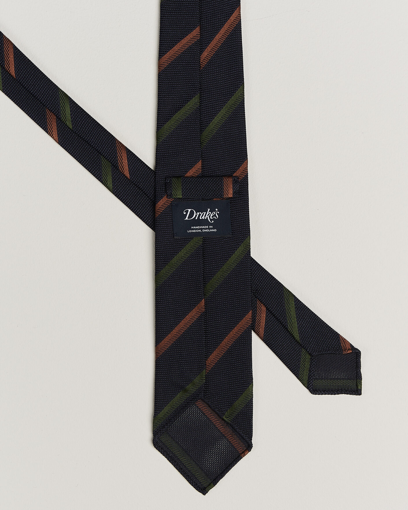 Heren | Stropdassen | Drake's | Multistripe Grenadine Silk Tie Navy/Green/Brown