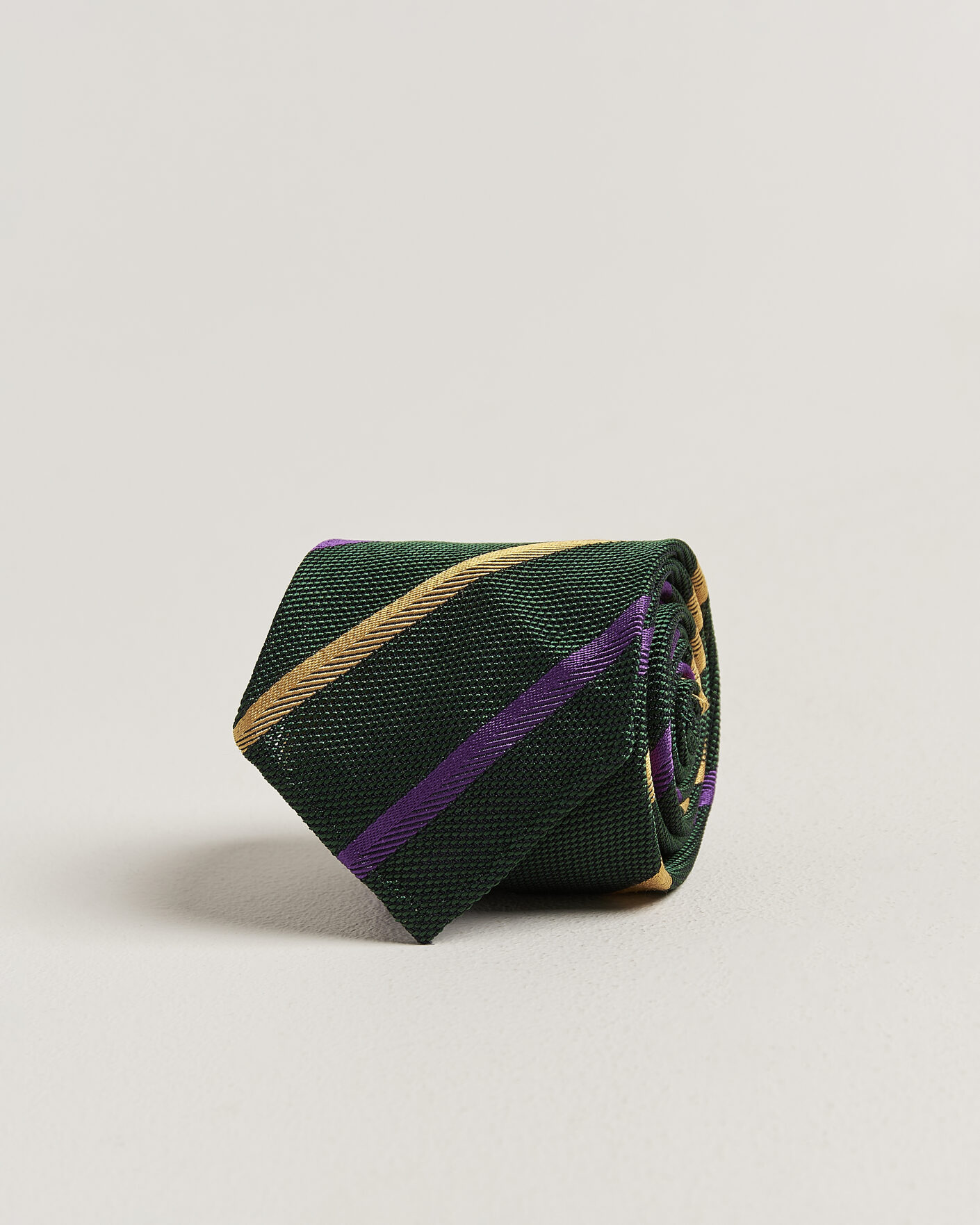 Heren | Stropdassen | Drake's | Multistripe Grenadine Silk Tie Green/Yellow/Purple