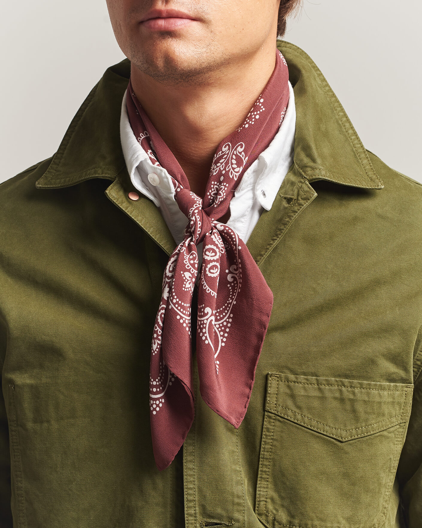 Heren | Sjaals | Drake's | Traditional Silk Bandana Burgundy