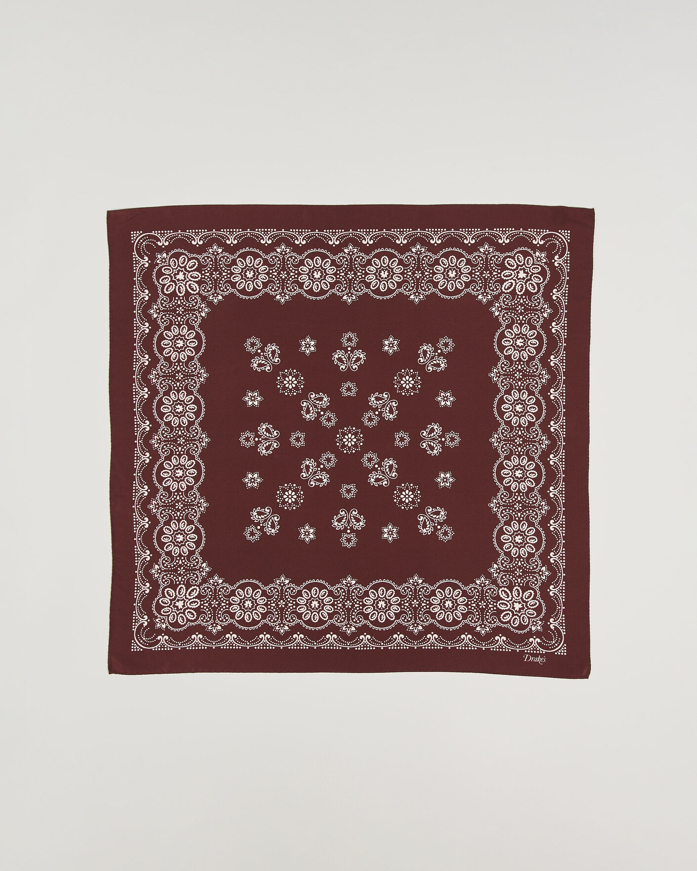 Heren | Sjaals | Drake's | Traditional Silk Bandana Burgundy