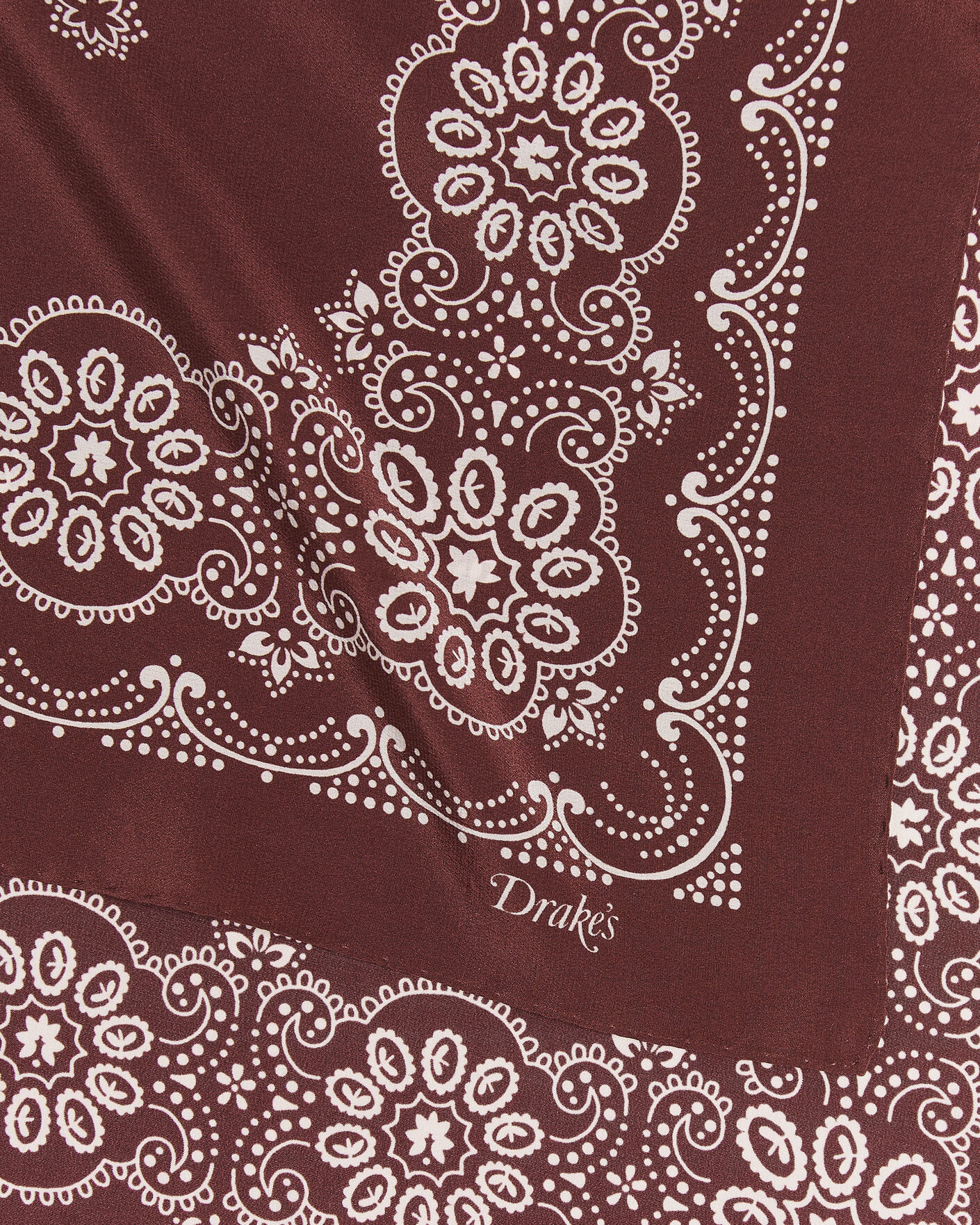 Heren | Sjaals | Drake's | Traditional Silk Bandana Burgundy