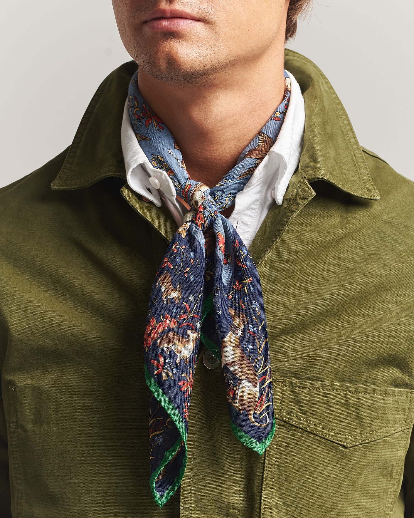 Heren | Sjaals | Drake's | Unicorn Tapestry Wool/Silk Bandana Navy