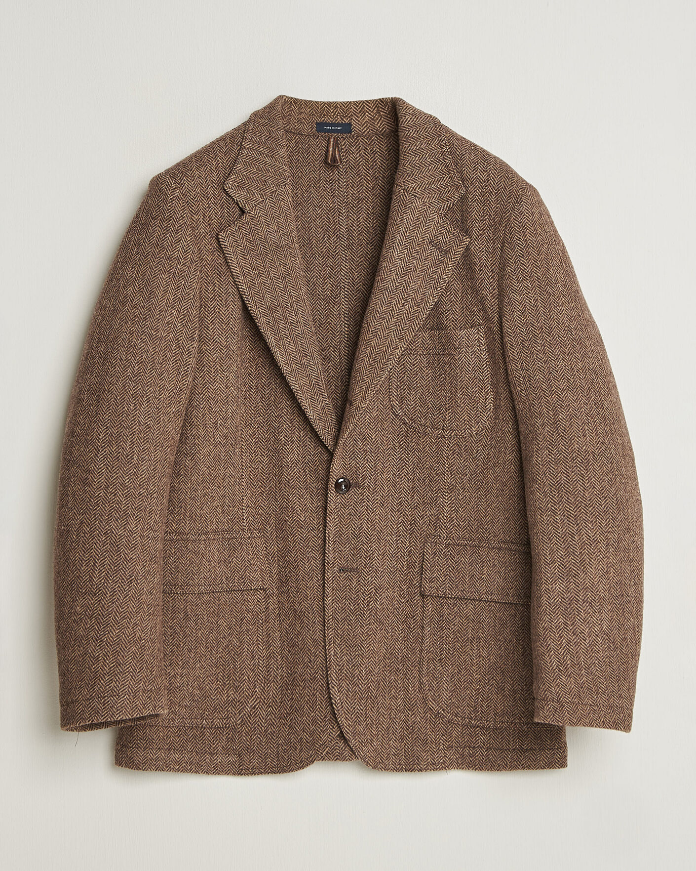 Heren | Blazers | Drake's | MKVII Tweed Herringbone Games Blazer Brown