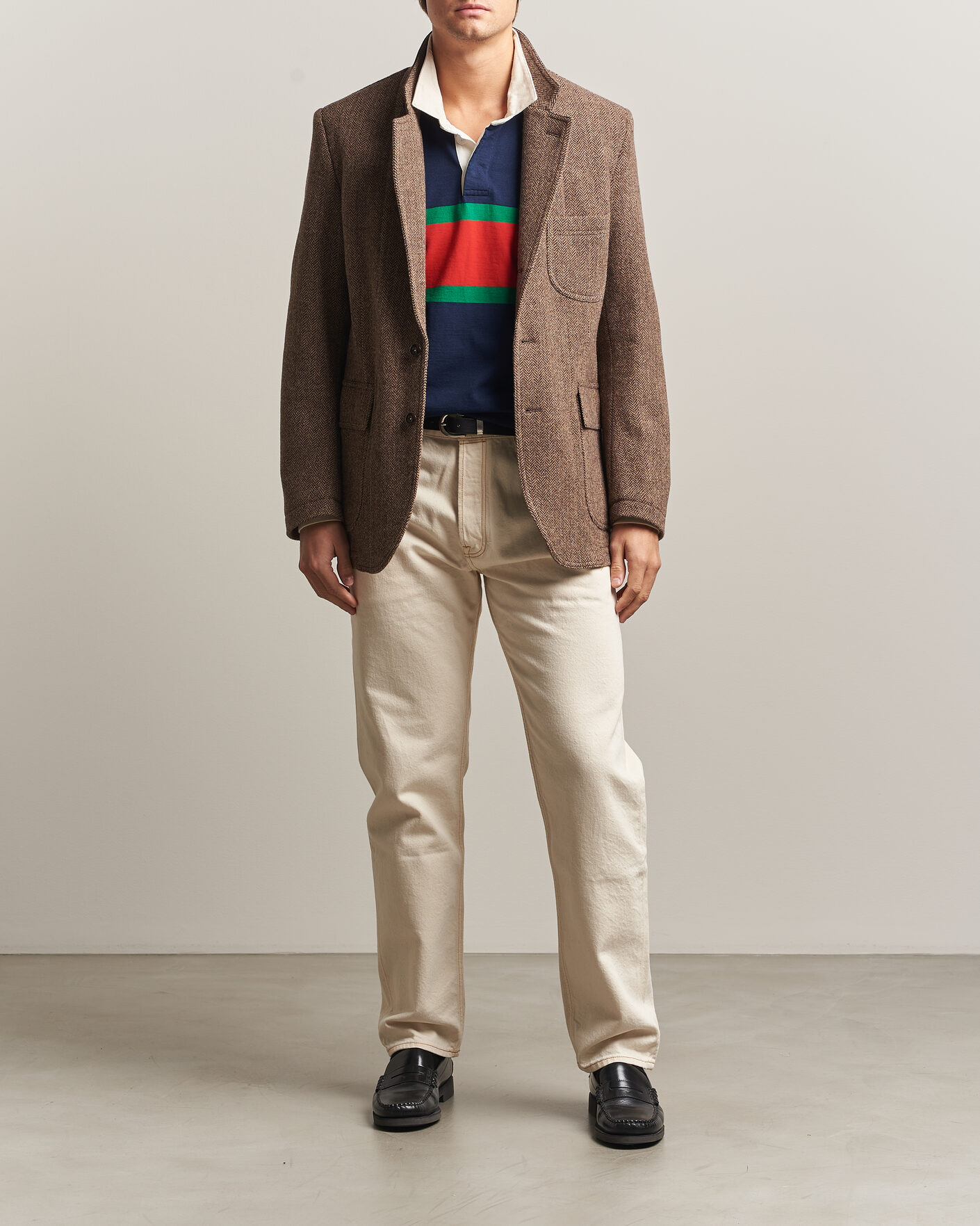 Heren | Blazers | Drake's | MKVII Tweed Herringbone Games Blazer Brown