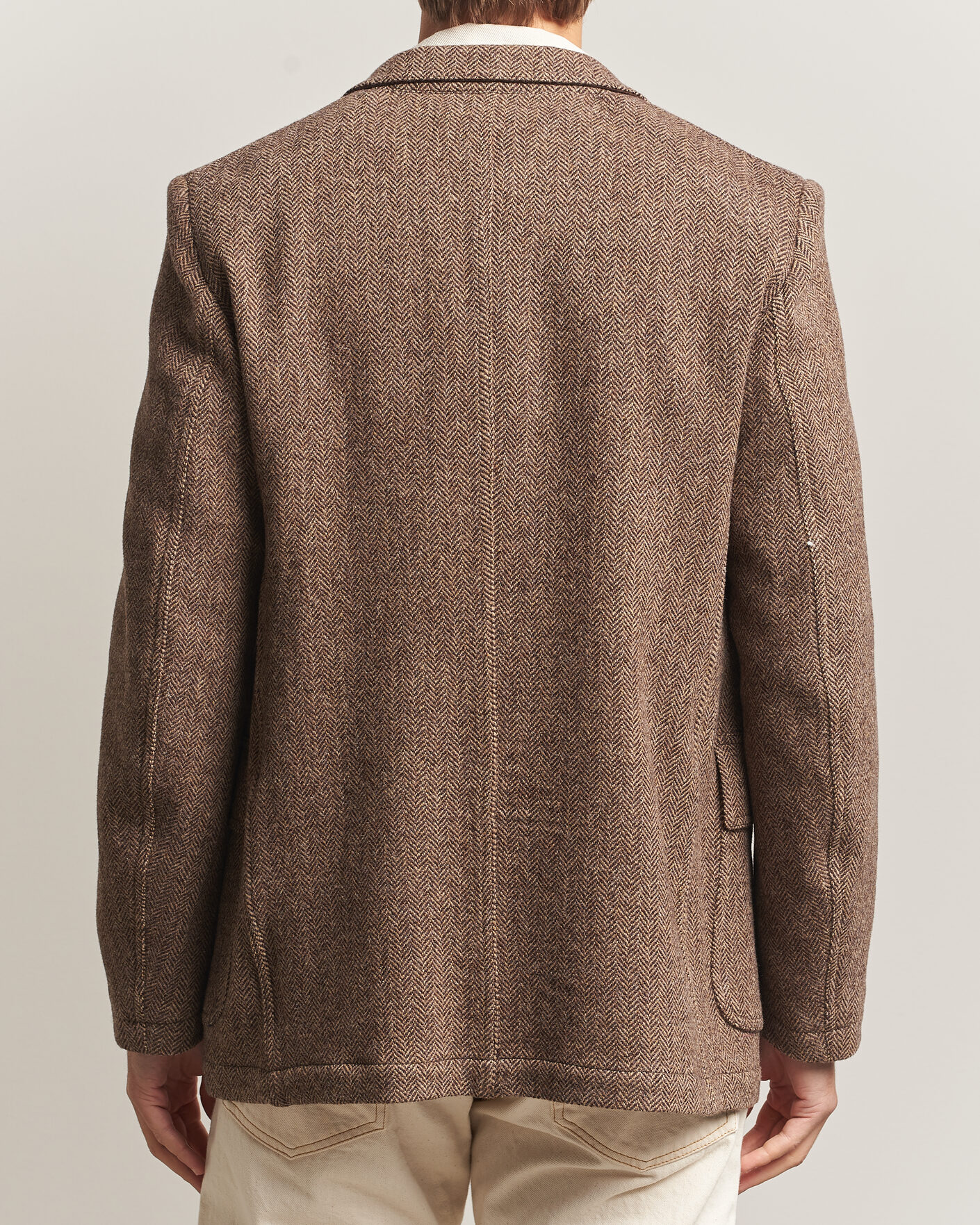 Heren | Blazers | Drake's | MKVII Tweed Herringbone Games Blazer Brown