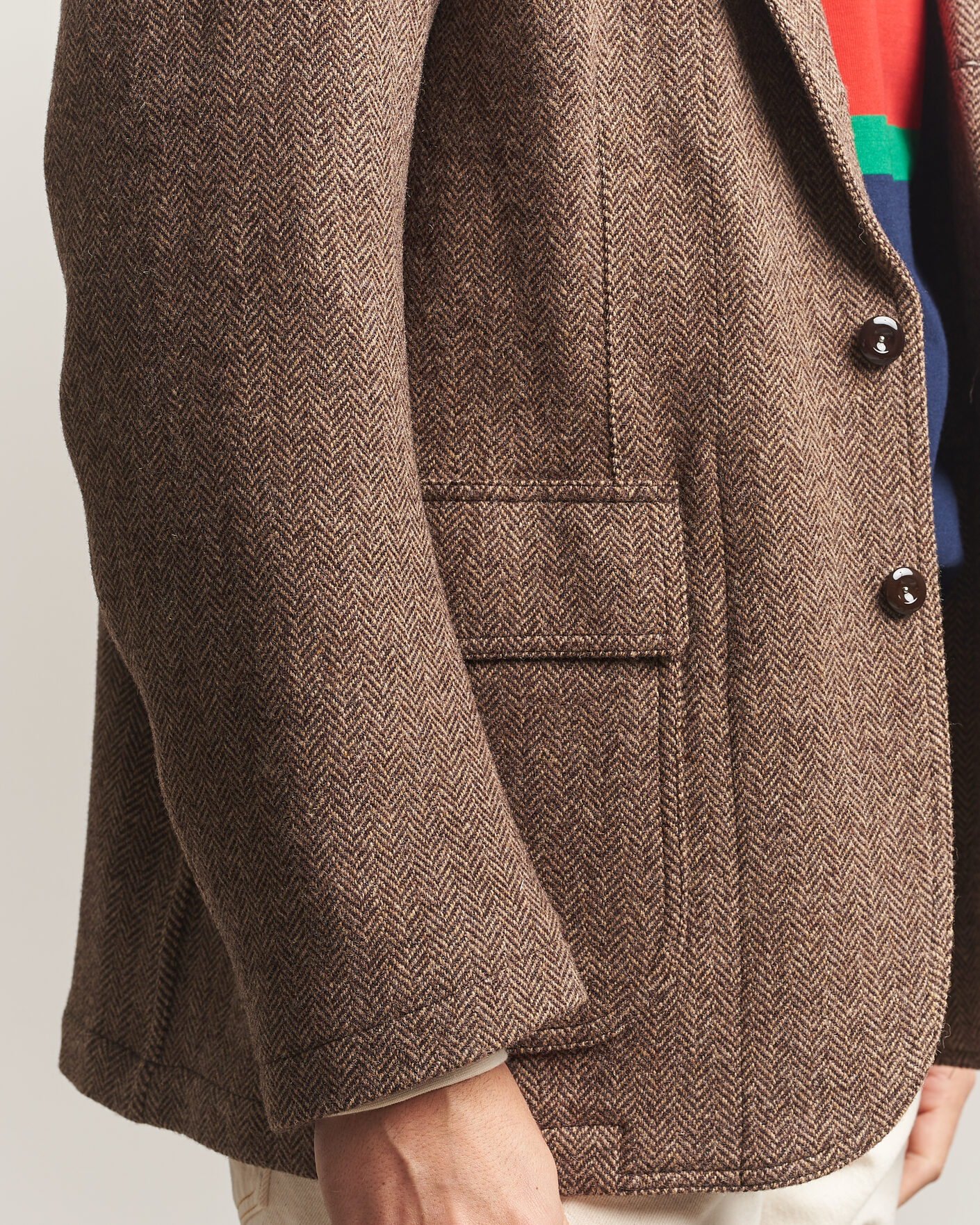 Heren | Blazers | Drake's | MKVII Tweed Herringbone Games Blazer Brown
