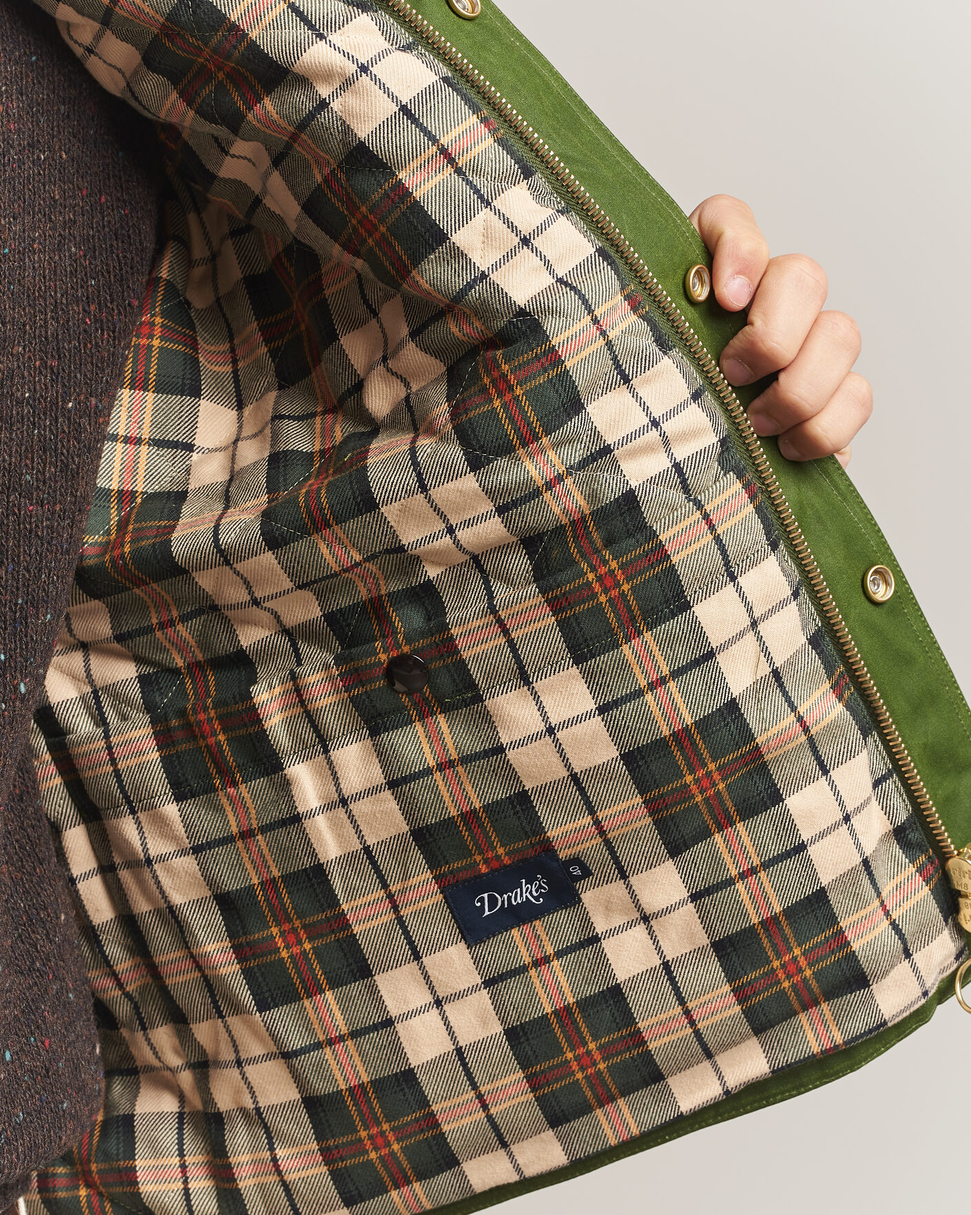 Heren | Jassen | Drake's | Waxed Wader Jacket Lemongrass