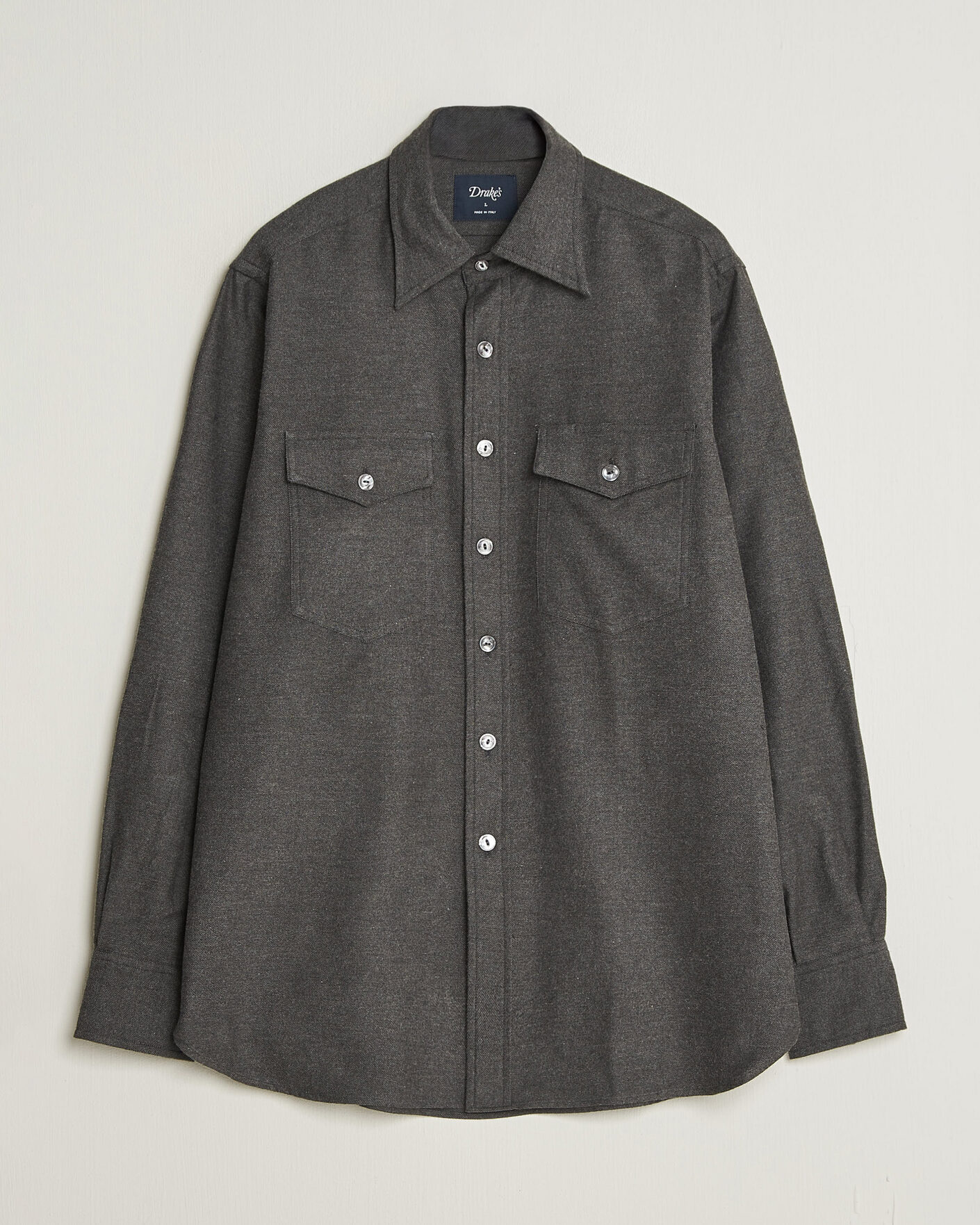 Heren | Overhemden | Drake's | Two Pocket Casual Shirt Grey