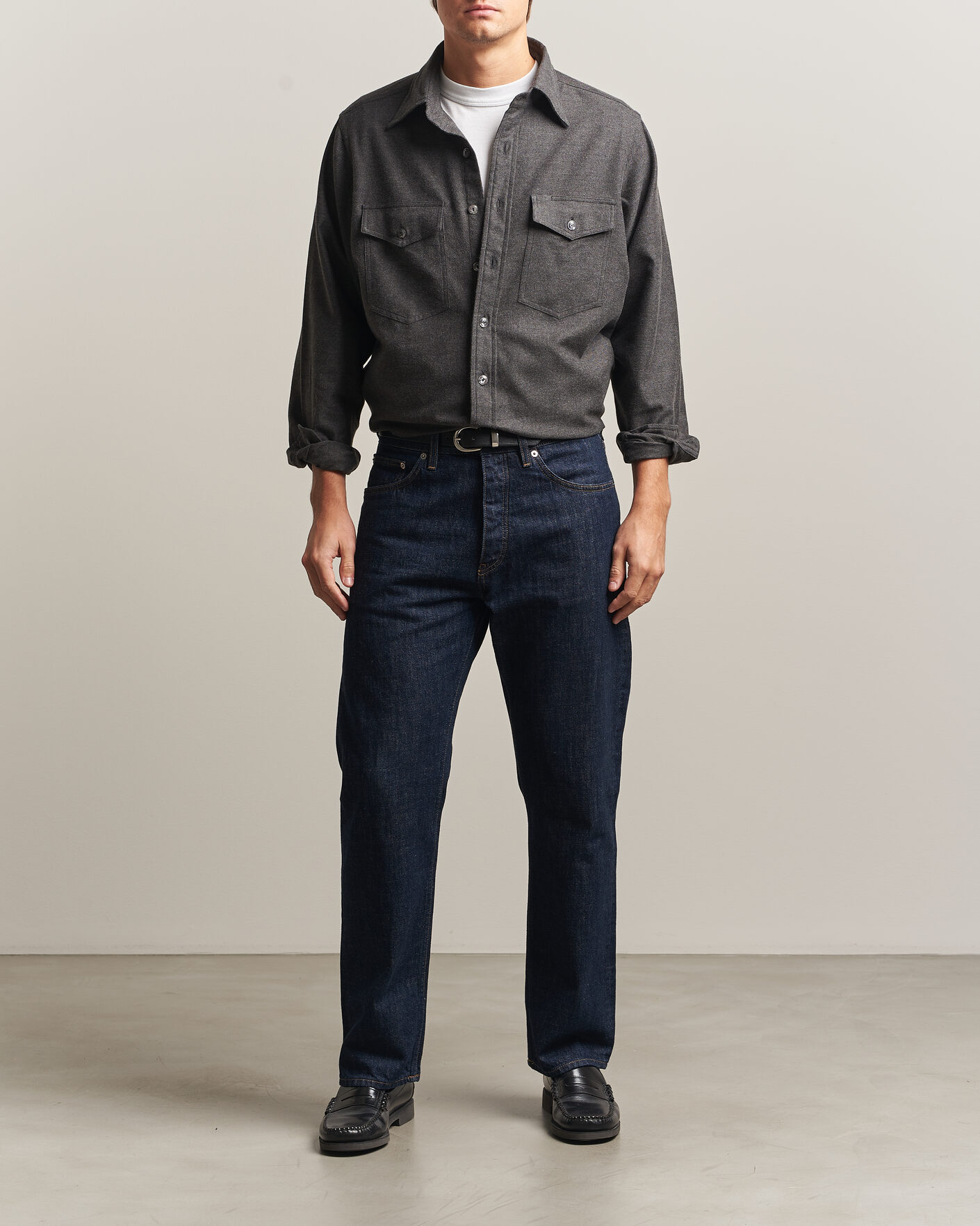 Heren | Overhemden | Drake's | Two Pocket Casual Shirt Grey