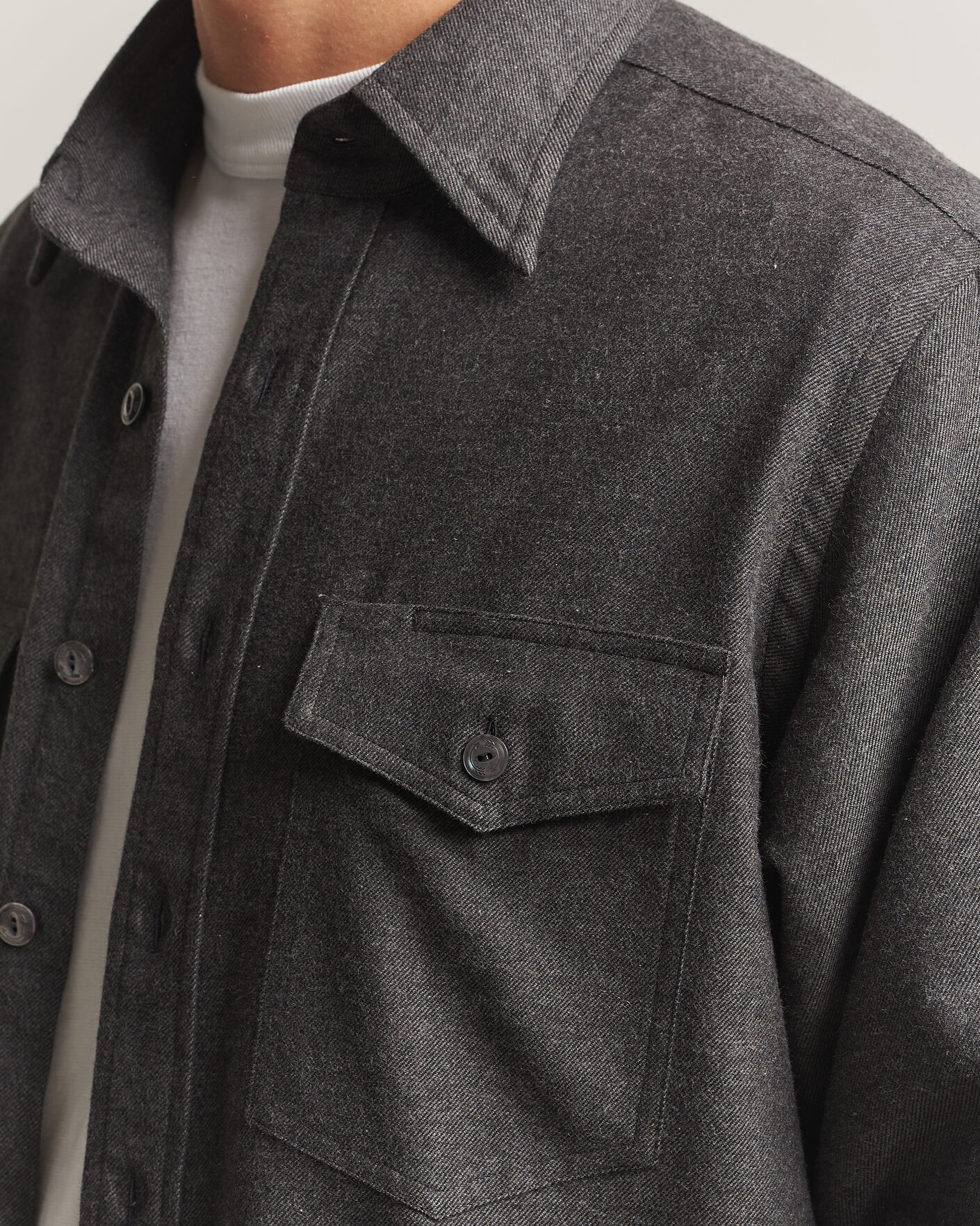 Heren | Overhemden | Drake's | Two Pocket Casual Shirt Grey