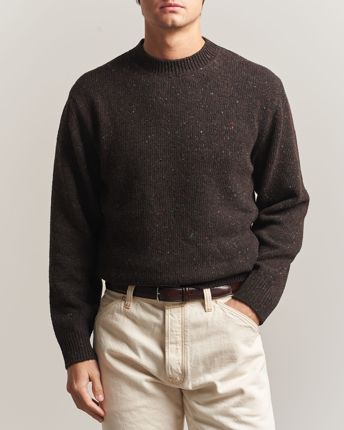 Heren | Truien | Drake's | Donegal Crewneck Brown