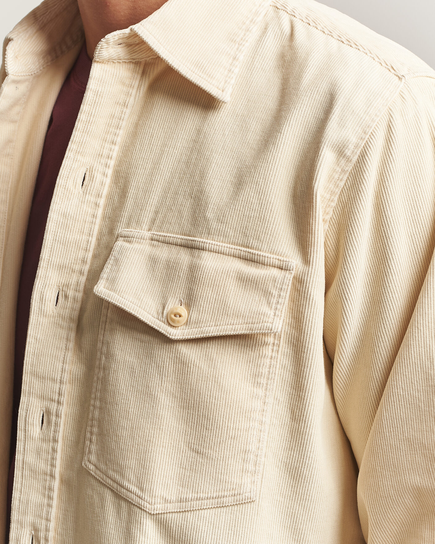 Heren | Overhemden | Drake's | Two Pocket Corduroy Shirt Ecru