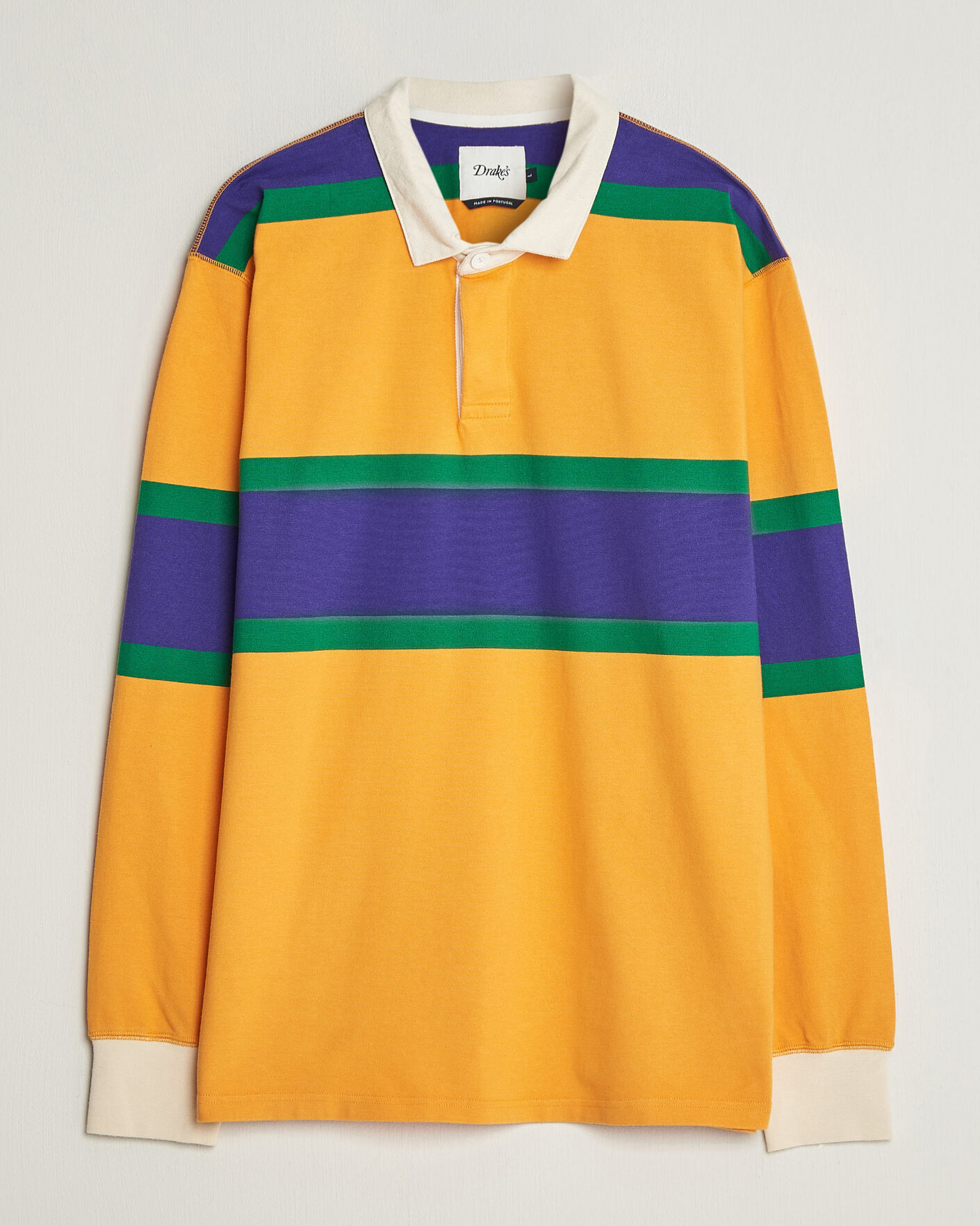 Heren | Truien | Drake's | Block Stripe Rugby Yellow