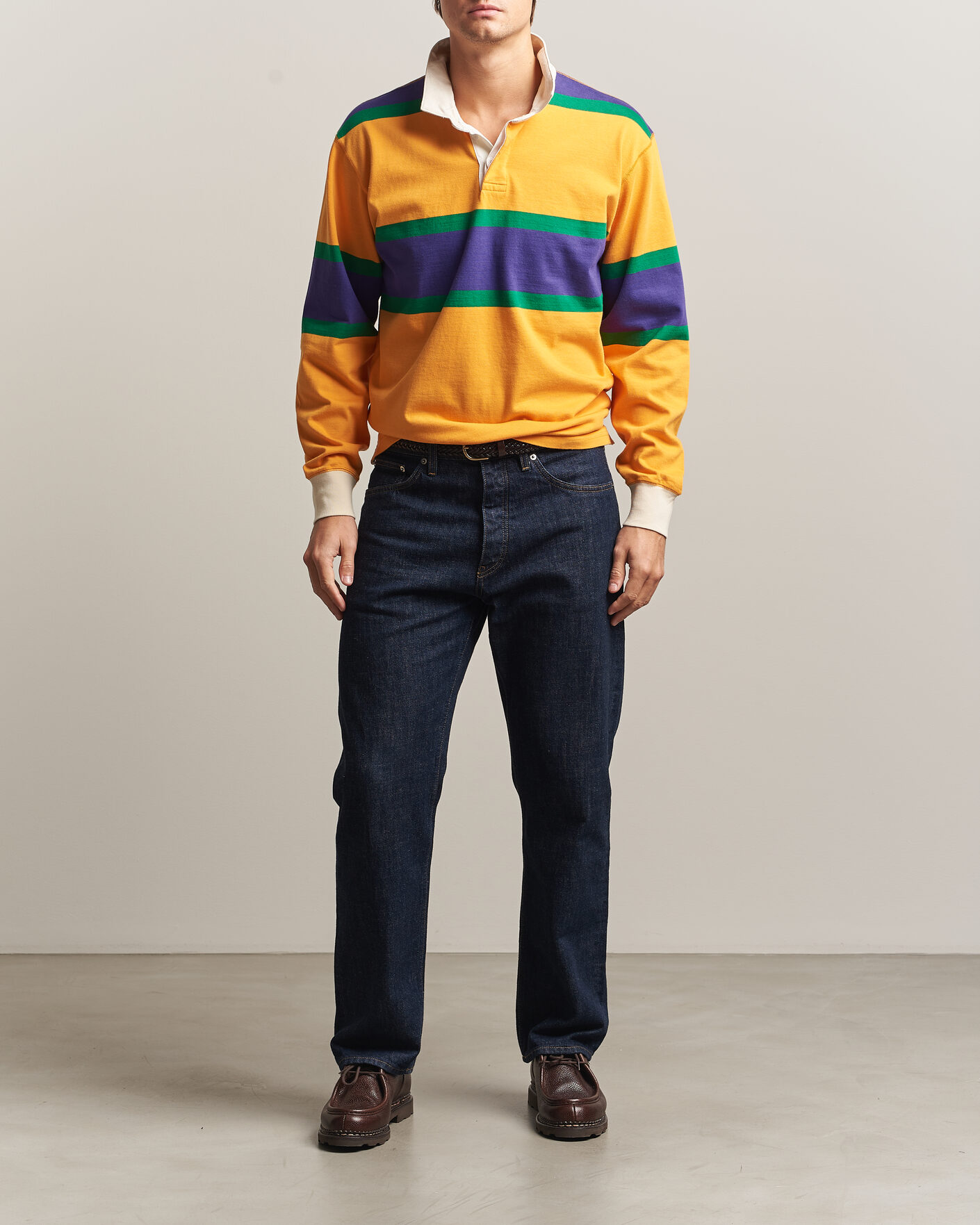 Heren | Truien | Drake's | Block Stripe Rugby Yellow