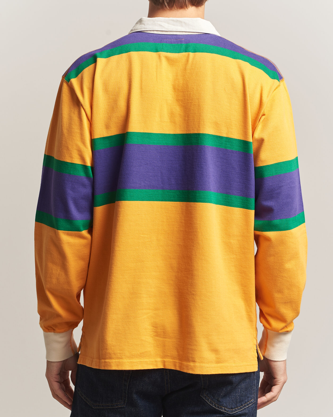 Heren | Truien | Drake's | Block Stripe Rugby Yellow