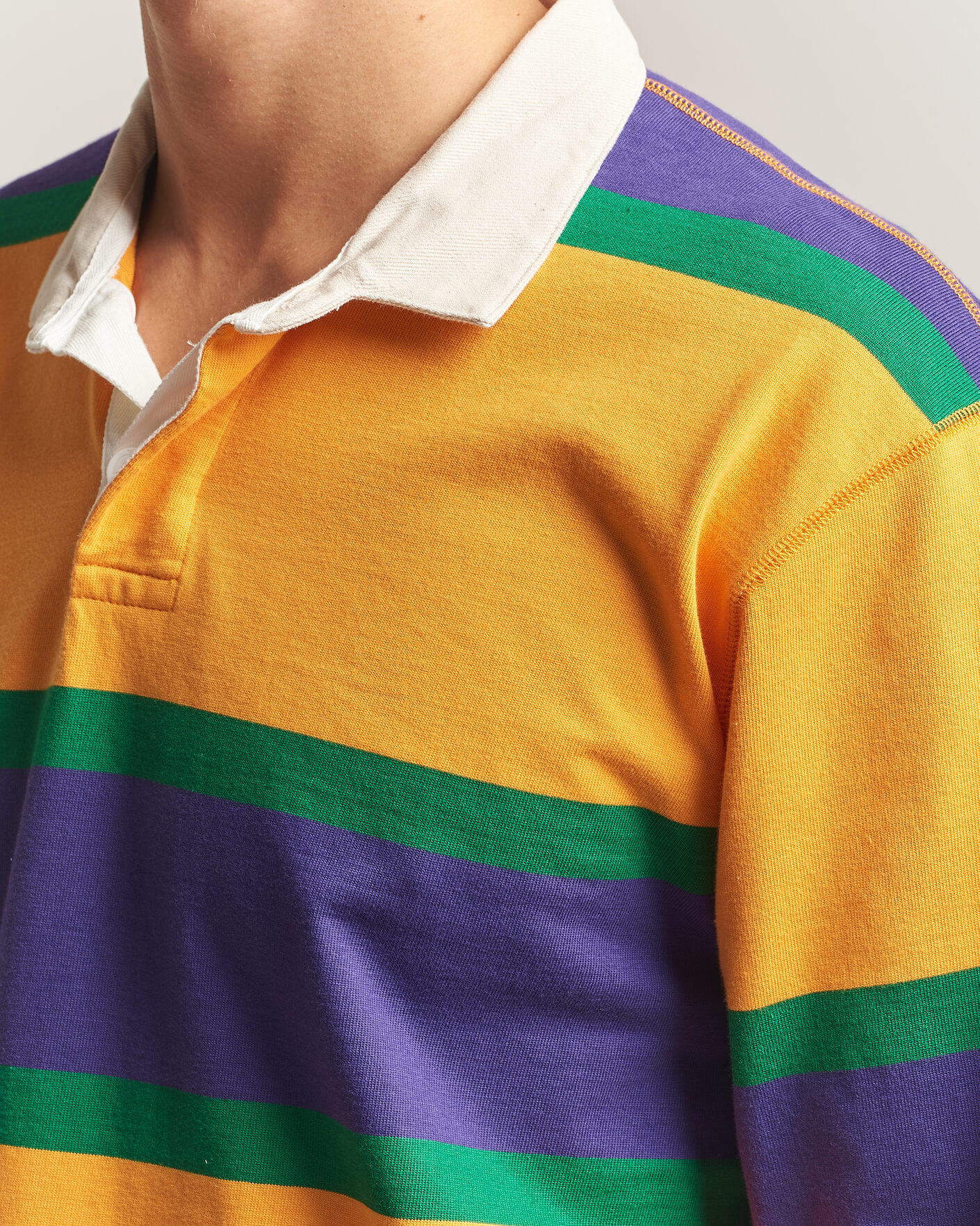 Heren | Truien | Drake's | Block Stripe Rugby Yellow