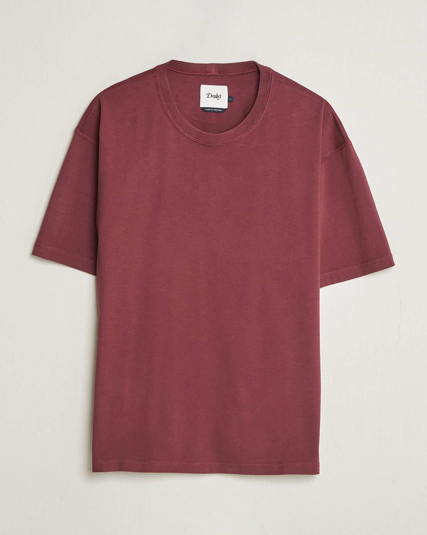 Heren | T-shirts | Drake's | O´Clock Back Print Hiking T-Shirt Dark Plum