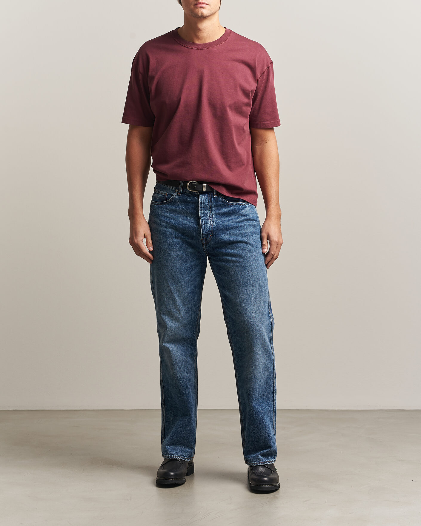 Heren | T-shirts | Drake's | O´Clock Back Print Hiking T-Shirt Dark Plum
