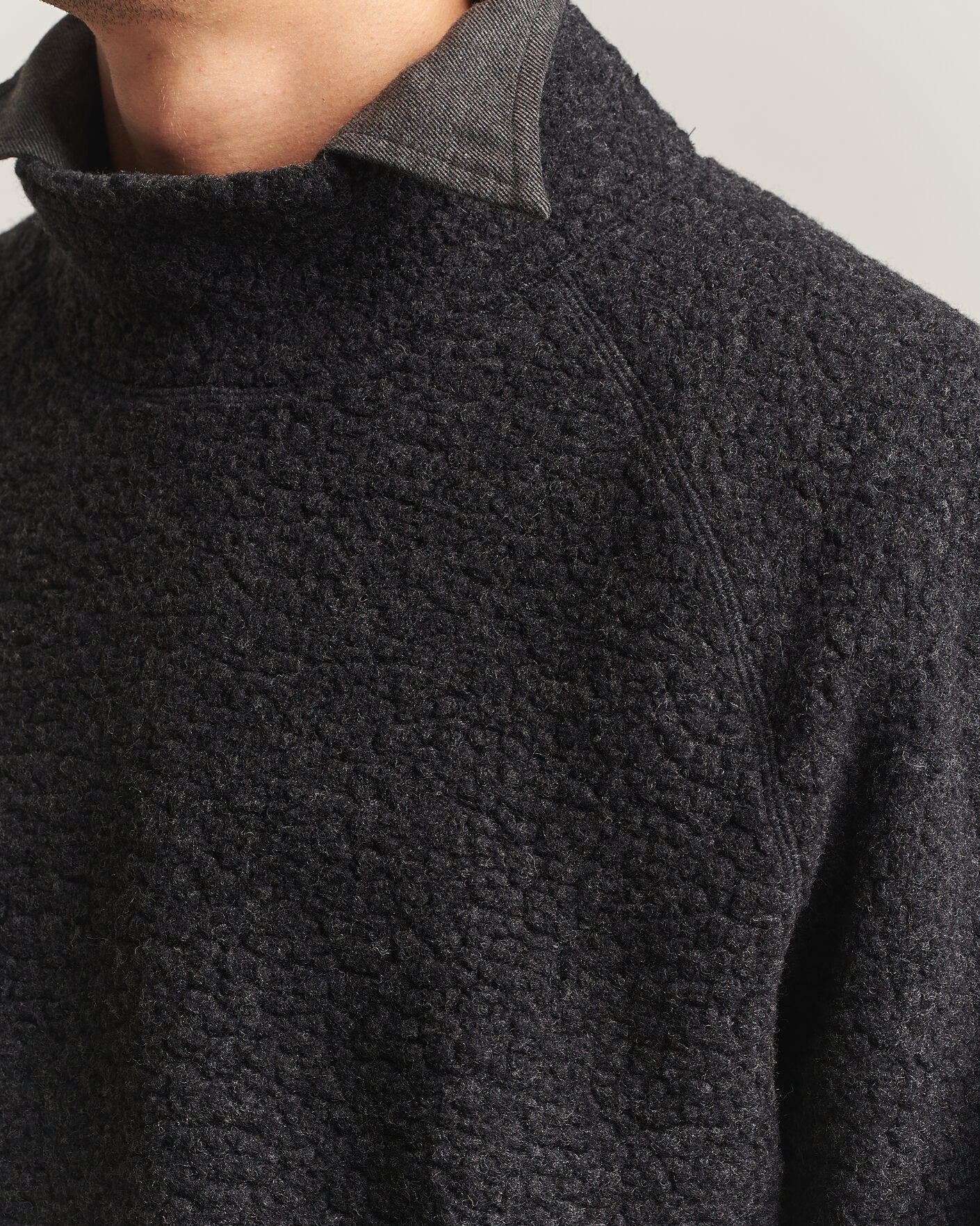 Heren | Truien | Drake's | Mock Neck Fleece Grey