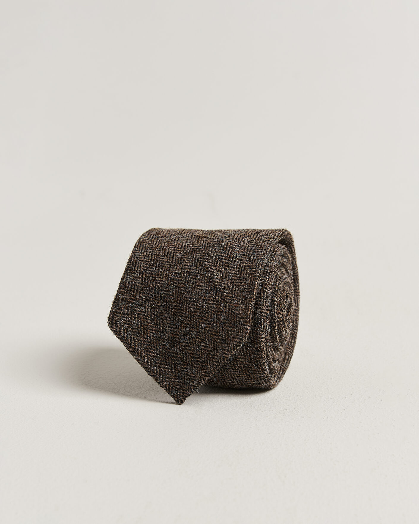 Heren | Stropdassen | Drake's | Shetland Herringbone Tie Brown