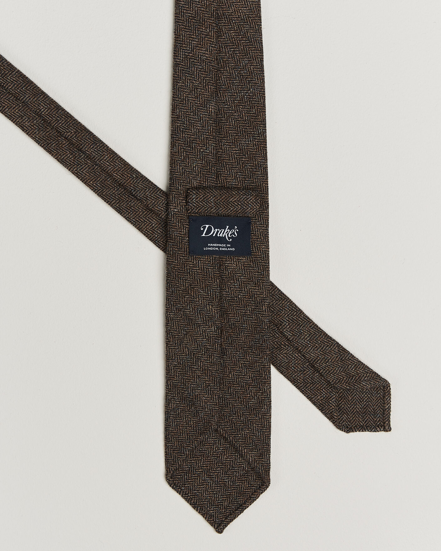 Heren | Stropdassen | Drake's | Shetland Herringbone Tie Brown