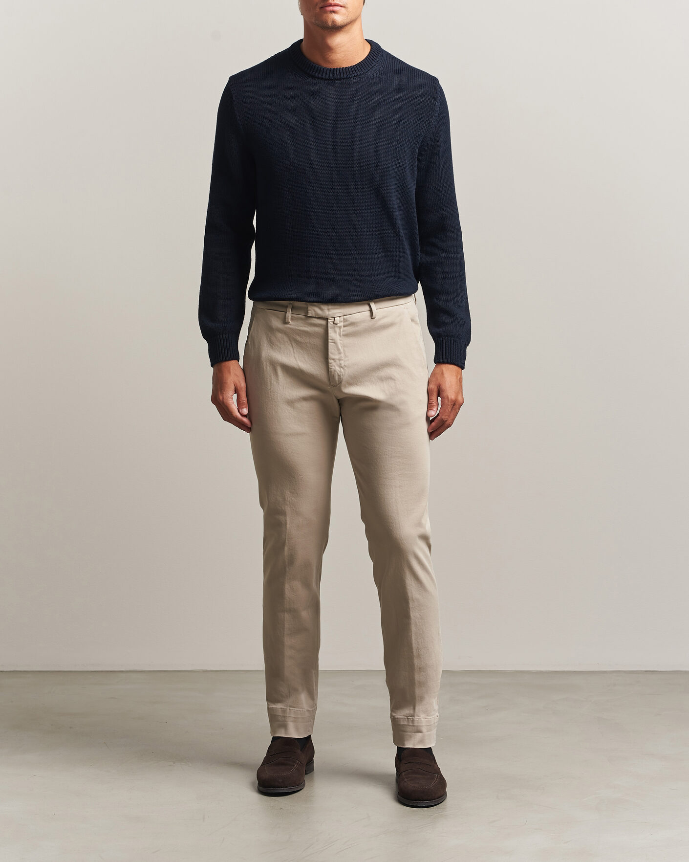 Heren | Broeken | Briglia 1949 | Slim Fit Cotton Stretch Trousers Beige