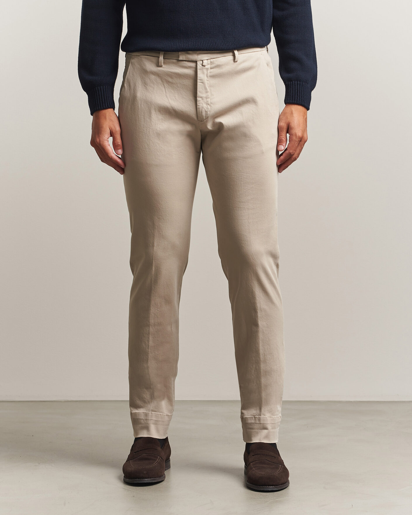Heren | Broeken | Briglia 1949 | Slim Fit Cotton Stretch Trousers Beige