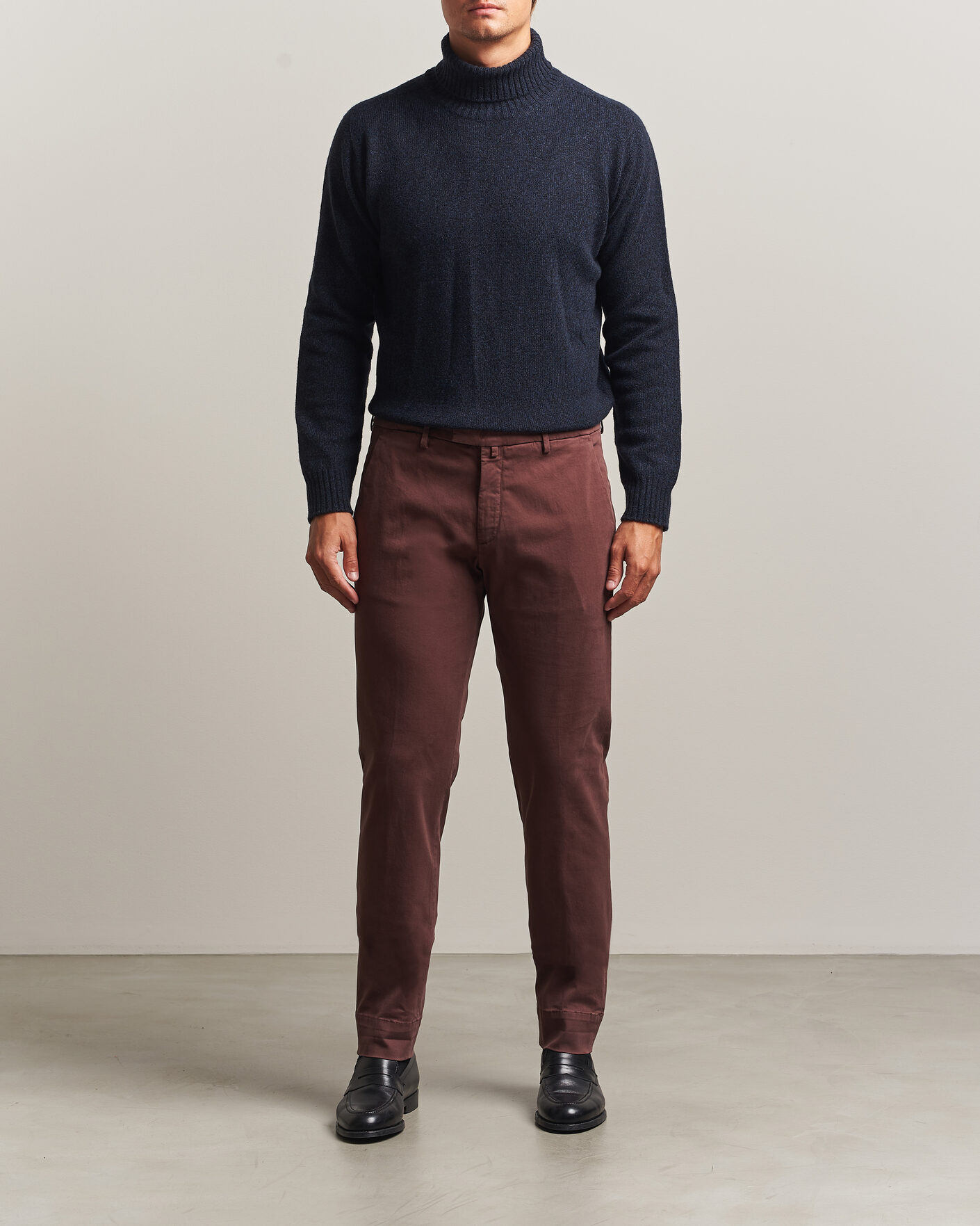 Heren | Broeken | Briglia 1949 | Slim Fit Cotton Stretch Trousers Burgundy