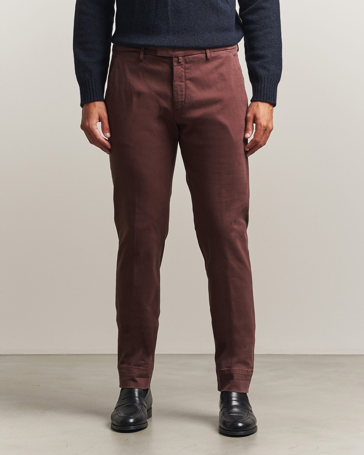 Heren | Broeken | Briglia 1949 | Slim Fit Cotton Stretch Trousers Burgundy