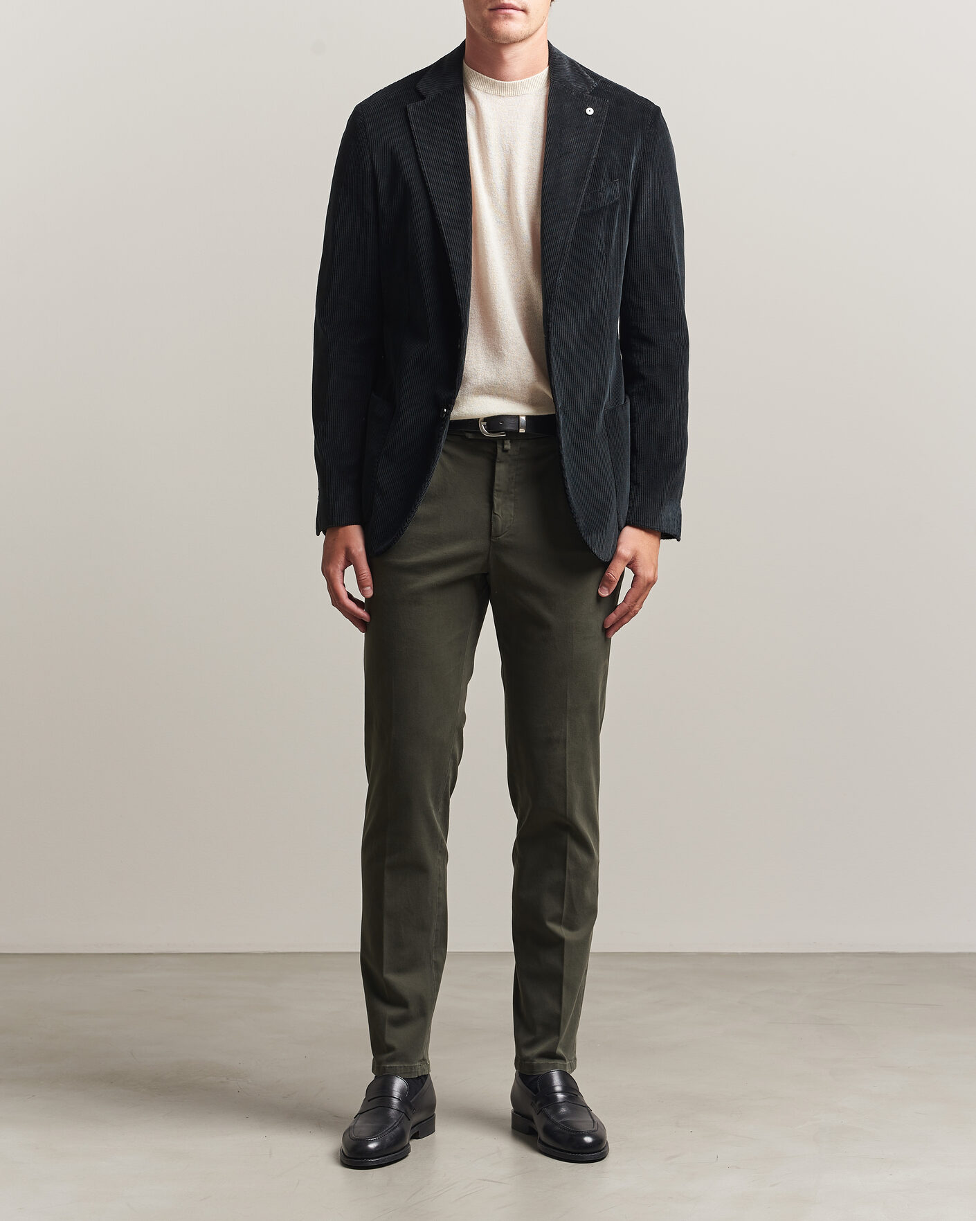 Heren | Broeken | Briglia 1949 | Easy Fit Pleated Cotton Stretch Trousers Military