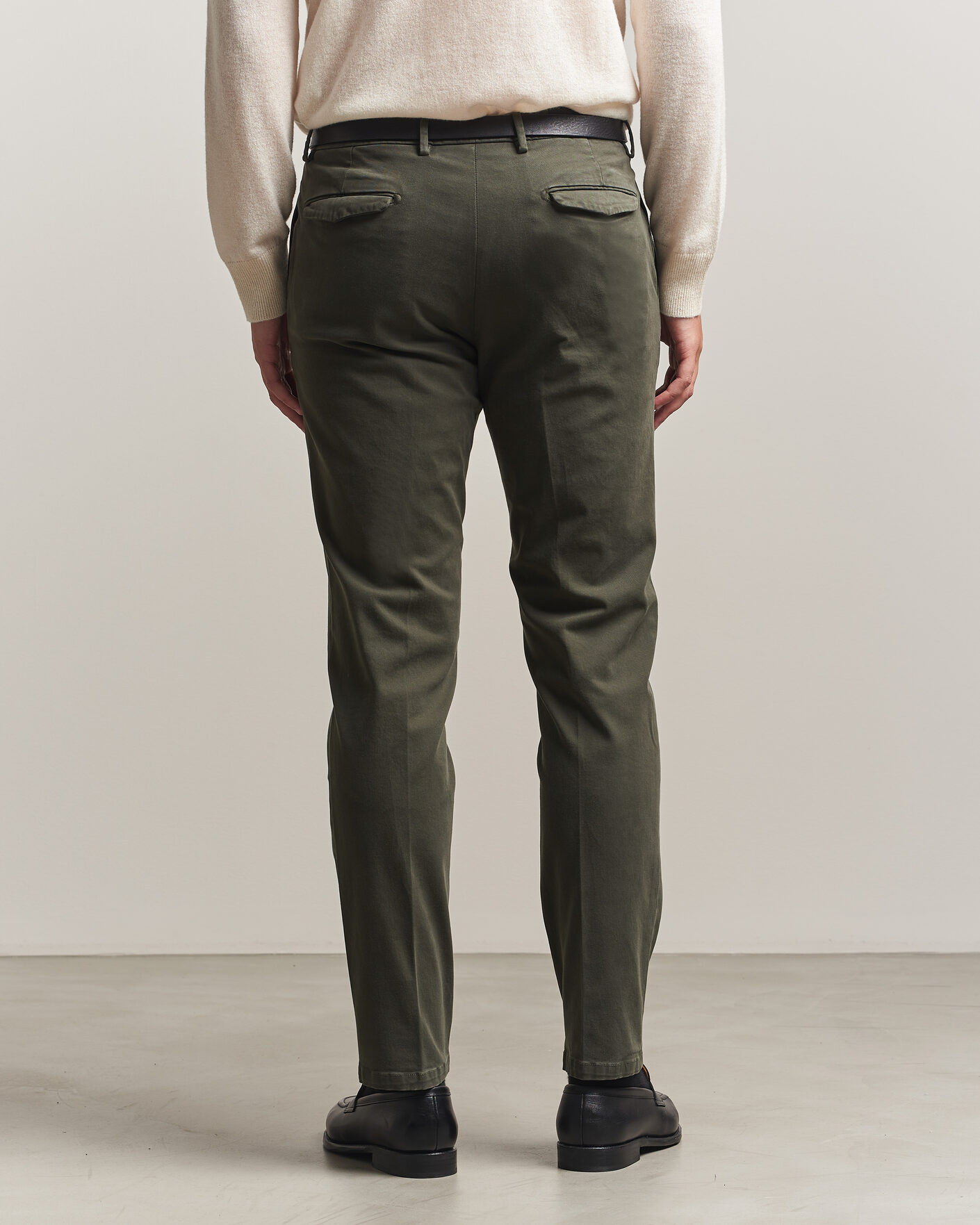 Heren | Broeken | Briglia 1949 | Easy Fit Pleated Cotton Stretch Trousers Military