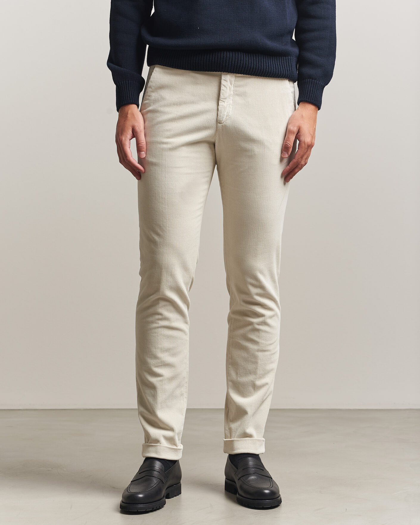 Heren | Broeken | Briglia 1949 | Slim Fit Corduroy Trousers Off White