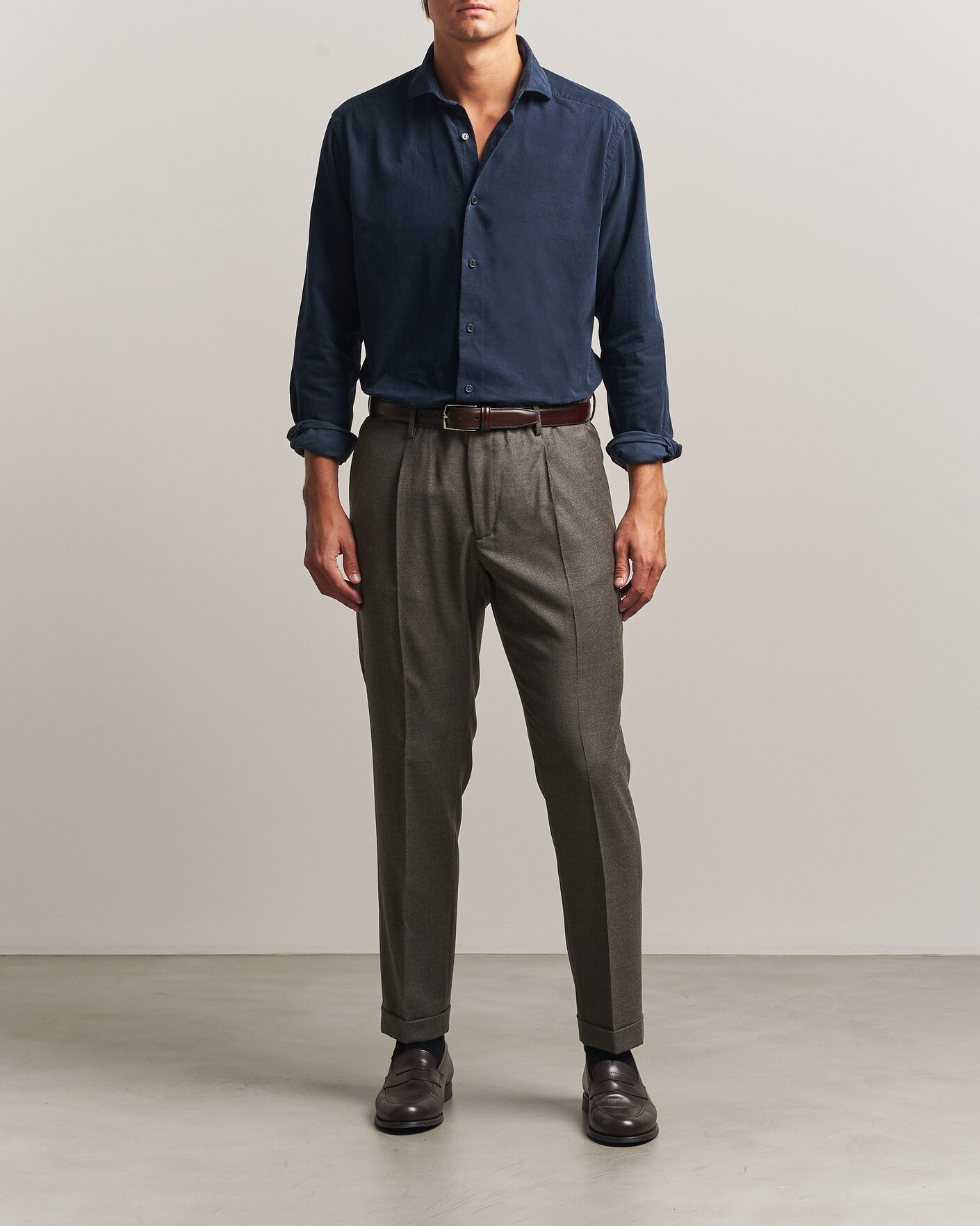 Heren | Broeken | Briglia 1949 | Isola Stretch Flannel Trousers Brown