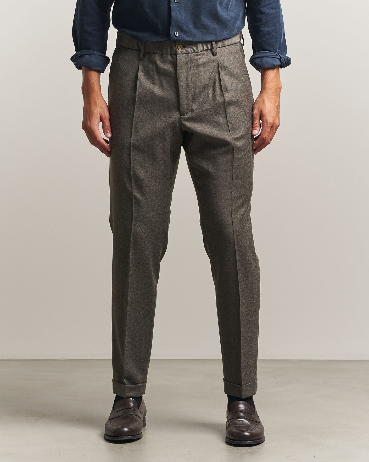 Heren | Broeken | Briglia 1949 | Isola Stretch Flannel Trousers Brown