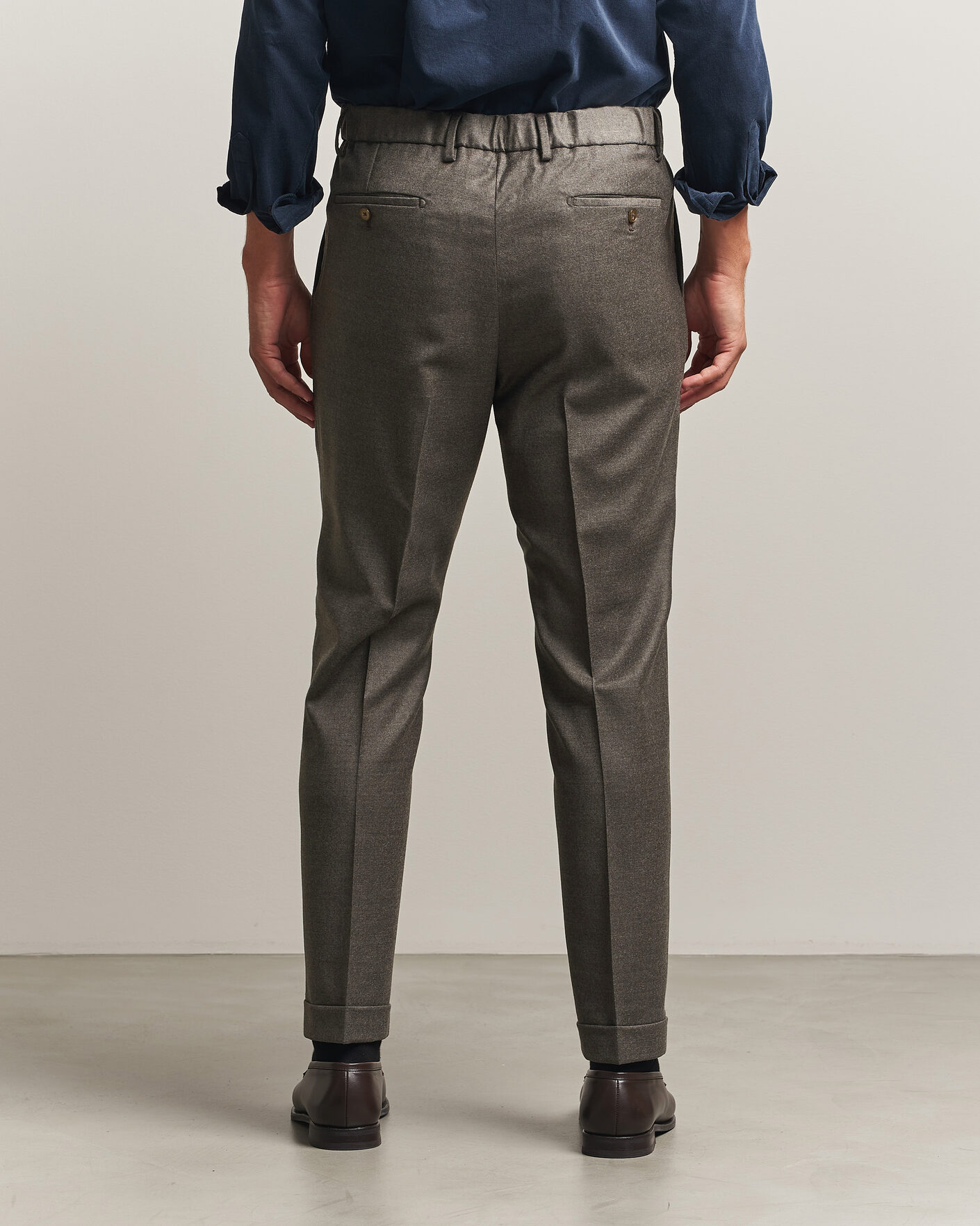 Heren | Broeken | Briglia 1949 | Isola Stretch Flannel Trousers Brown