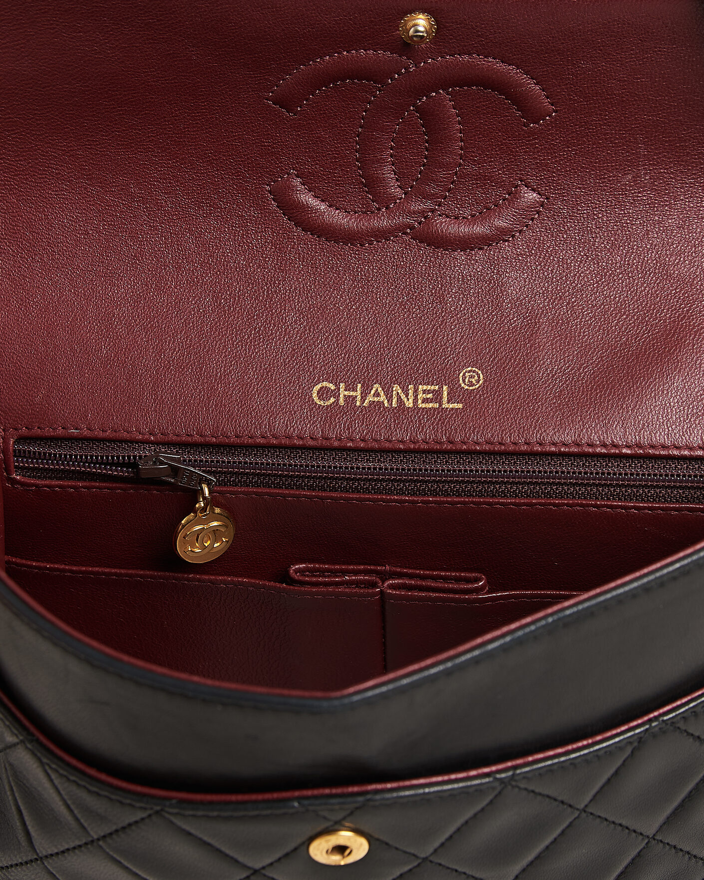 Heren | Pre-Owned & Vintage Bags | Chanel Pre-Owned | Classic Medium Square Double Flap Bag Lambskin Black