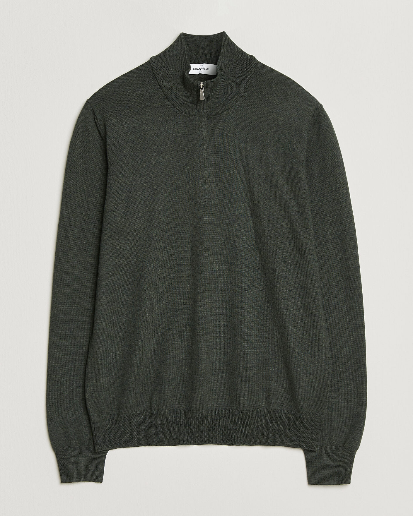 Heren | Truien | Gran Sasso | Merino Fashion Fit Half Zip Olive Melange