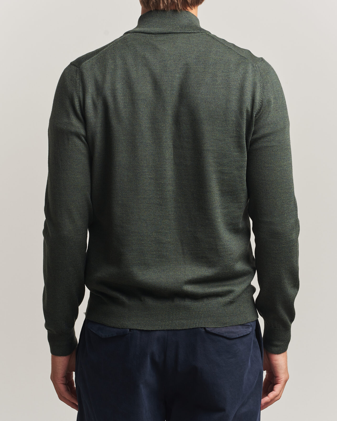 Heren | Truien | Gran Sasso | Merino Fashion Fit Half Zip Olive Melange