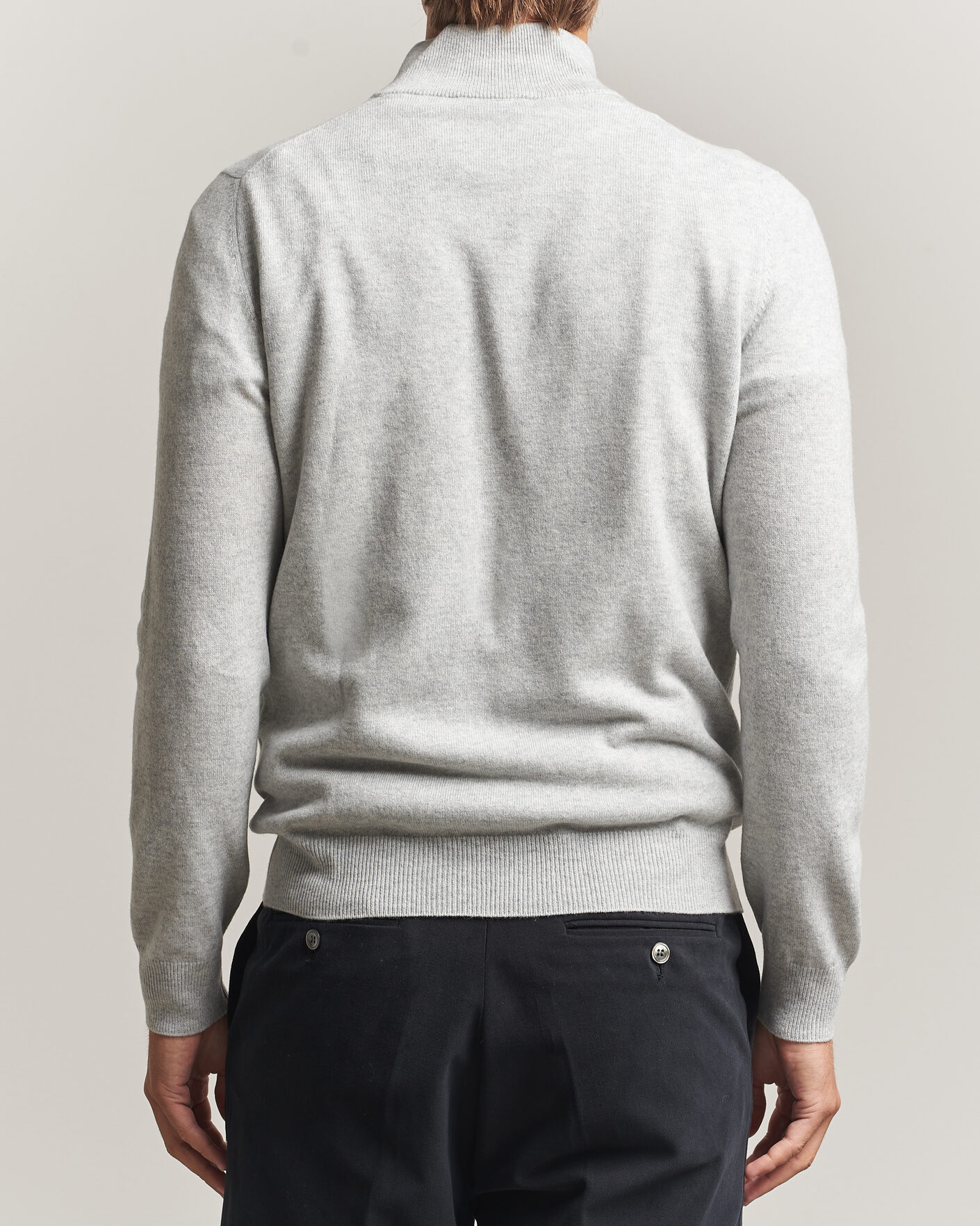 Heren | Truien | Gran Sasso | Wool/Cashmere Half Zip Light Grey Melange