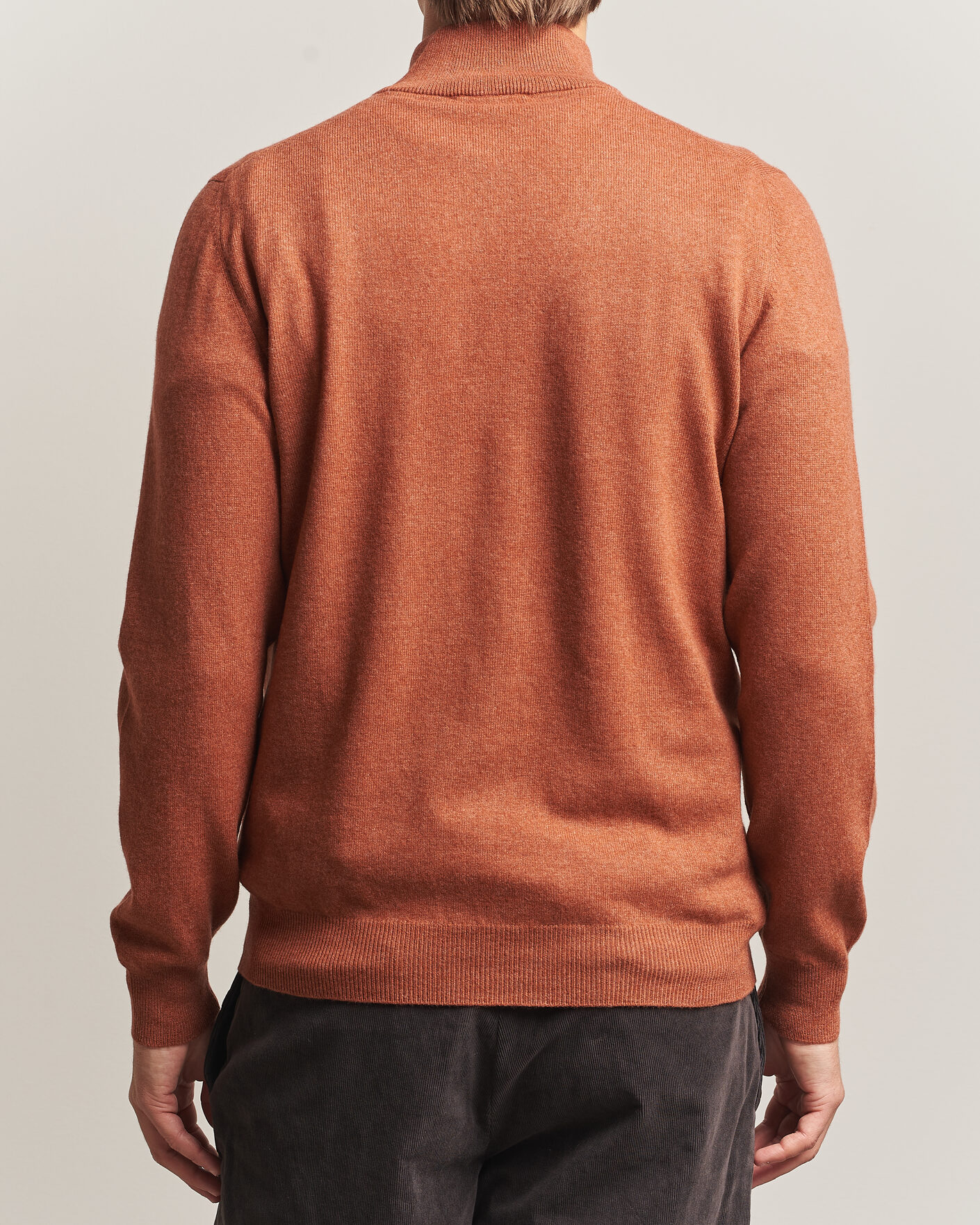 Heren | Truien | Gran Sasso | Wool/Cashmere Half Zip Rust Orange